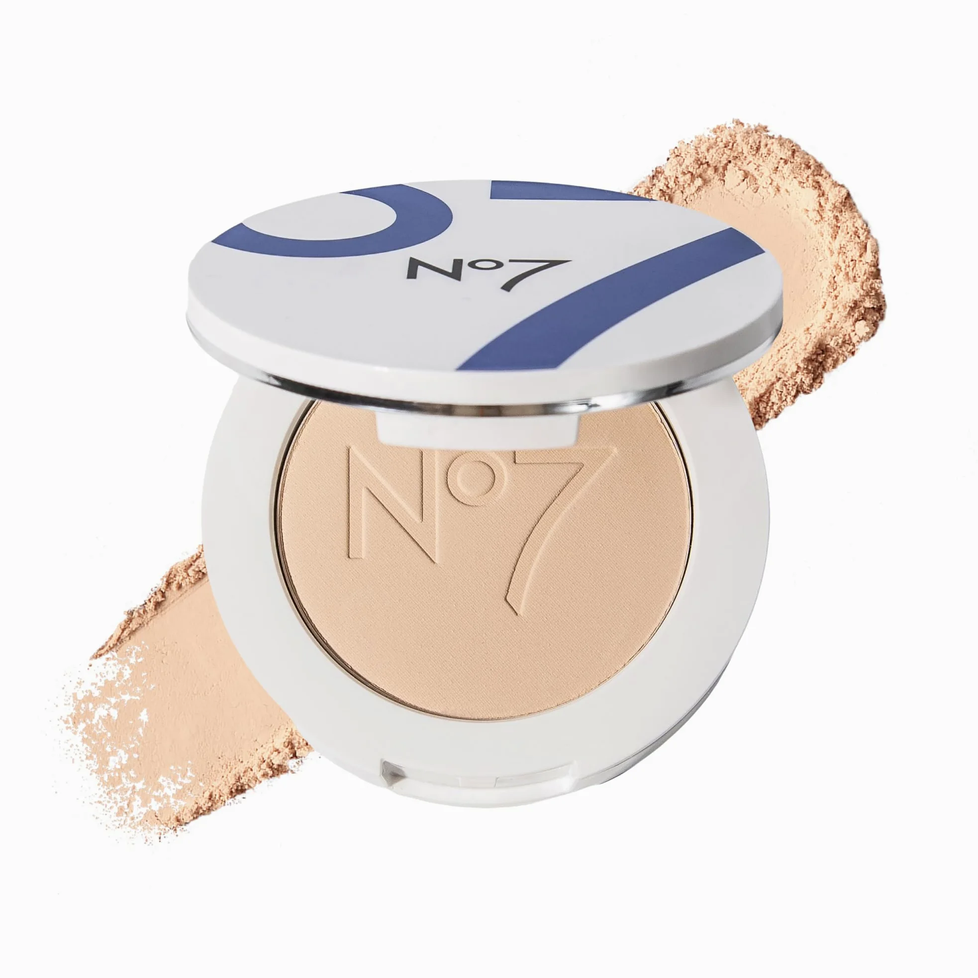 No7 Lift & Luminate - Cipria viso a tripla azione, leggera, 10 g | Polvere fissante pressata per trucco, riduce l'aspetto delle linee sottili, migliora la luminosità, compatta