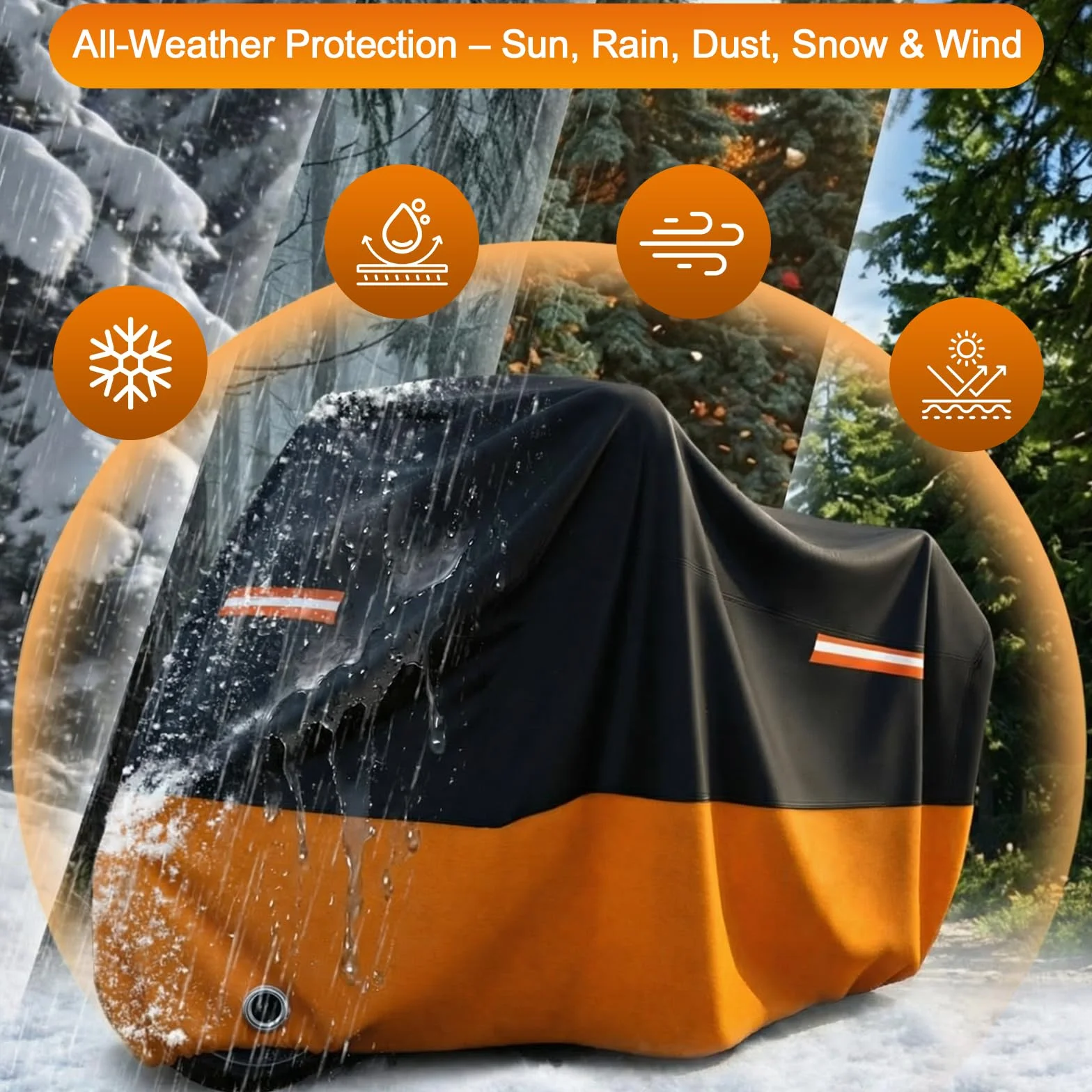 Favoto Copertura Impermeabile da Esterno XXL Antipolvere Protezione UV 245×105×125cm Nero Arancione
