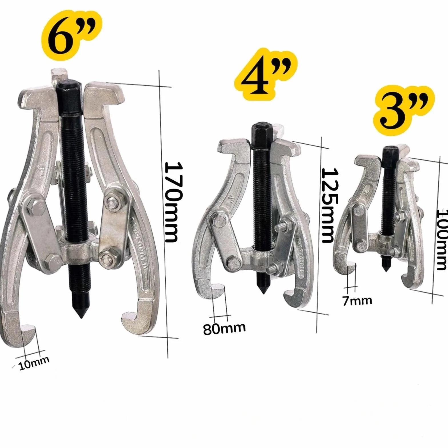 Estrattore a 3 Ganasce Reversibili 75/100/150 mm (6") Kit Rimozione Cuscinetti Pulegge Volani Dischi Freno