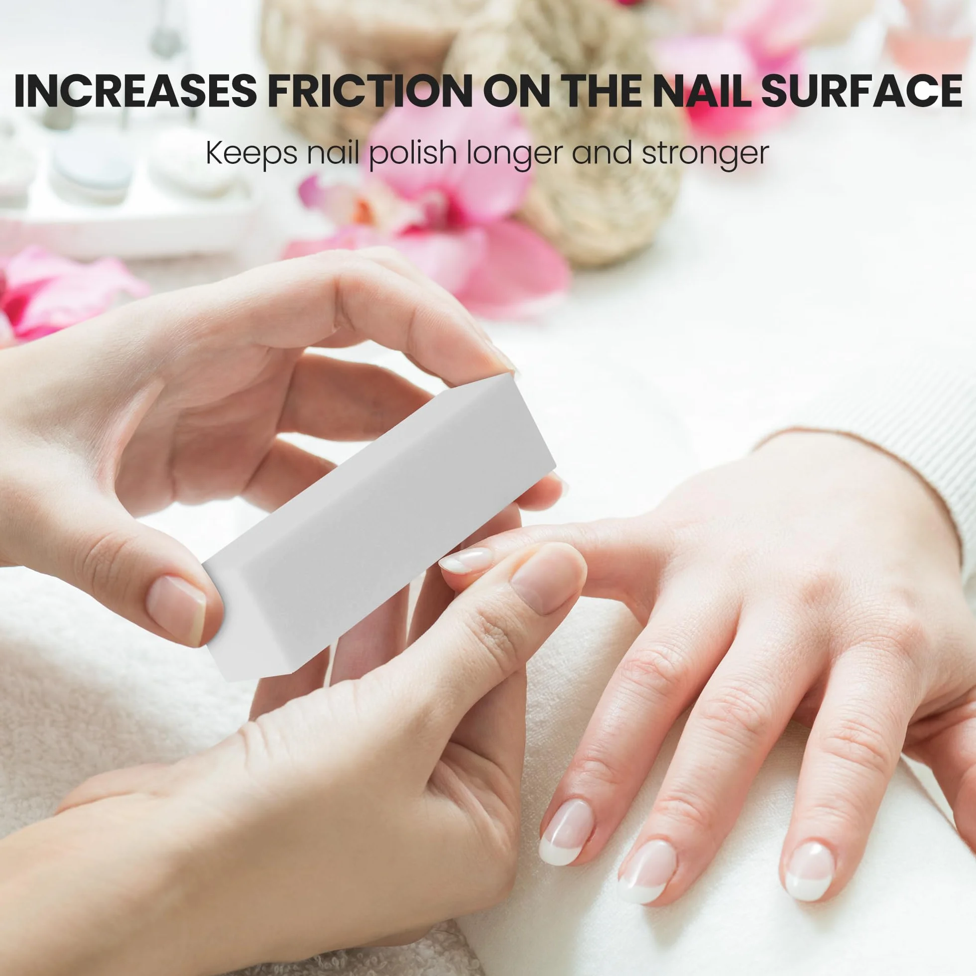 Set di 10 lime per unghie, lime per nail art, lime professionale per levigare unghie acriliche o in gel naturale, 4 lati lavabili per manicure - Bianco