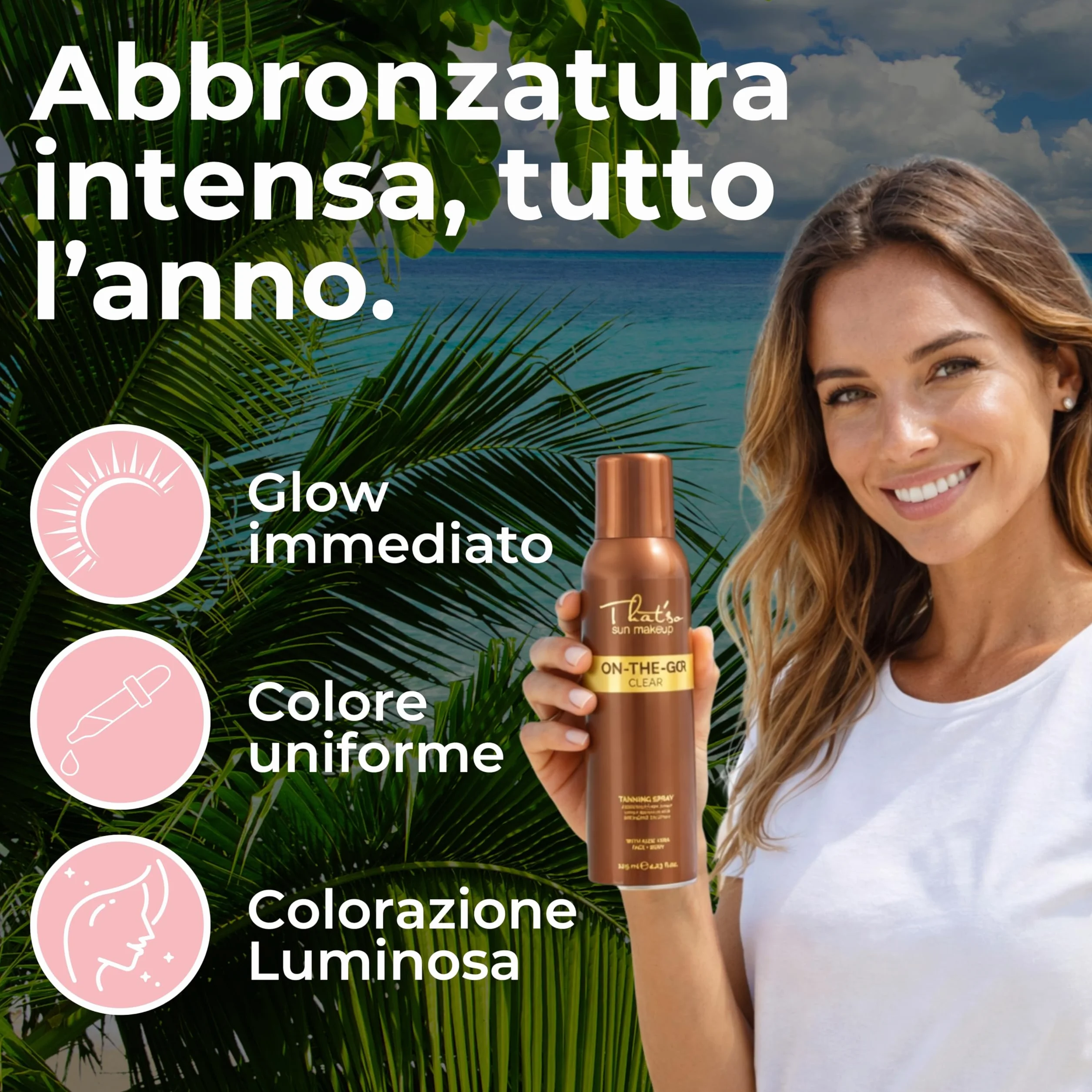 That’so Spray Autoabbronzante Viso e Corpo 125 ml On The Go Clear Abbronzatura Istantanea Naturale Effetto Bronze