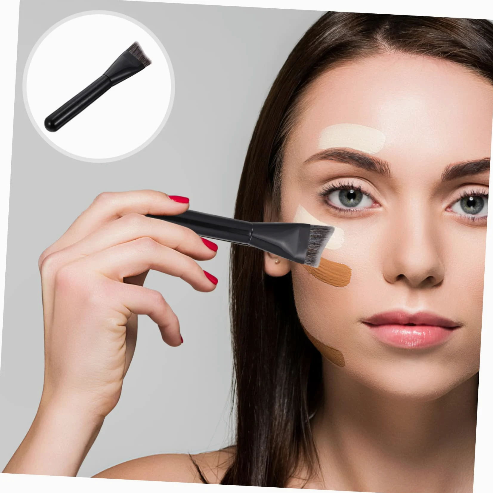 Healeved 4pezzi Shaped Contouring Brush Per Makeup Pennello Fondotinta Legno Nero Per Contouring e Trucco Professionale Strumento Essenziale Per Bellezza e Saloni