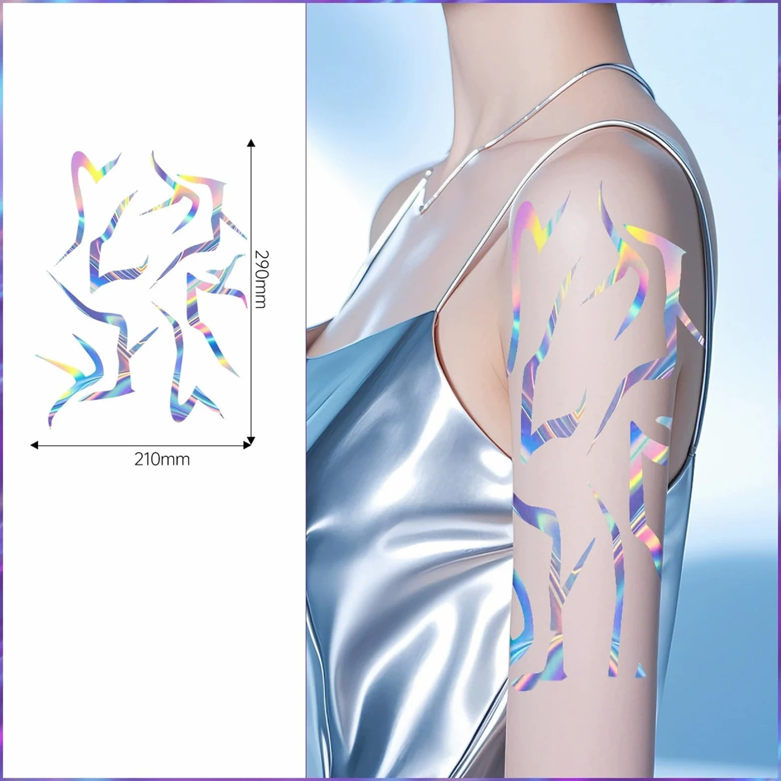 Matybobe Adesivi per Tatuaggi Temporanei Resistenti Al Sudore, Adesivi per il Trasferimento Dell'acqua del Festival Musicale KPop, Adesivi per Tatuaggi Temporanei, (LBTLaser Adesivo per braccio