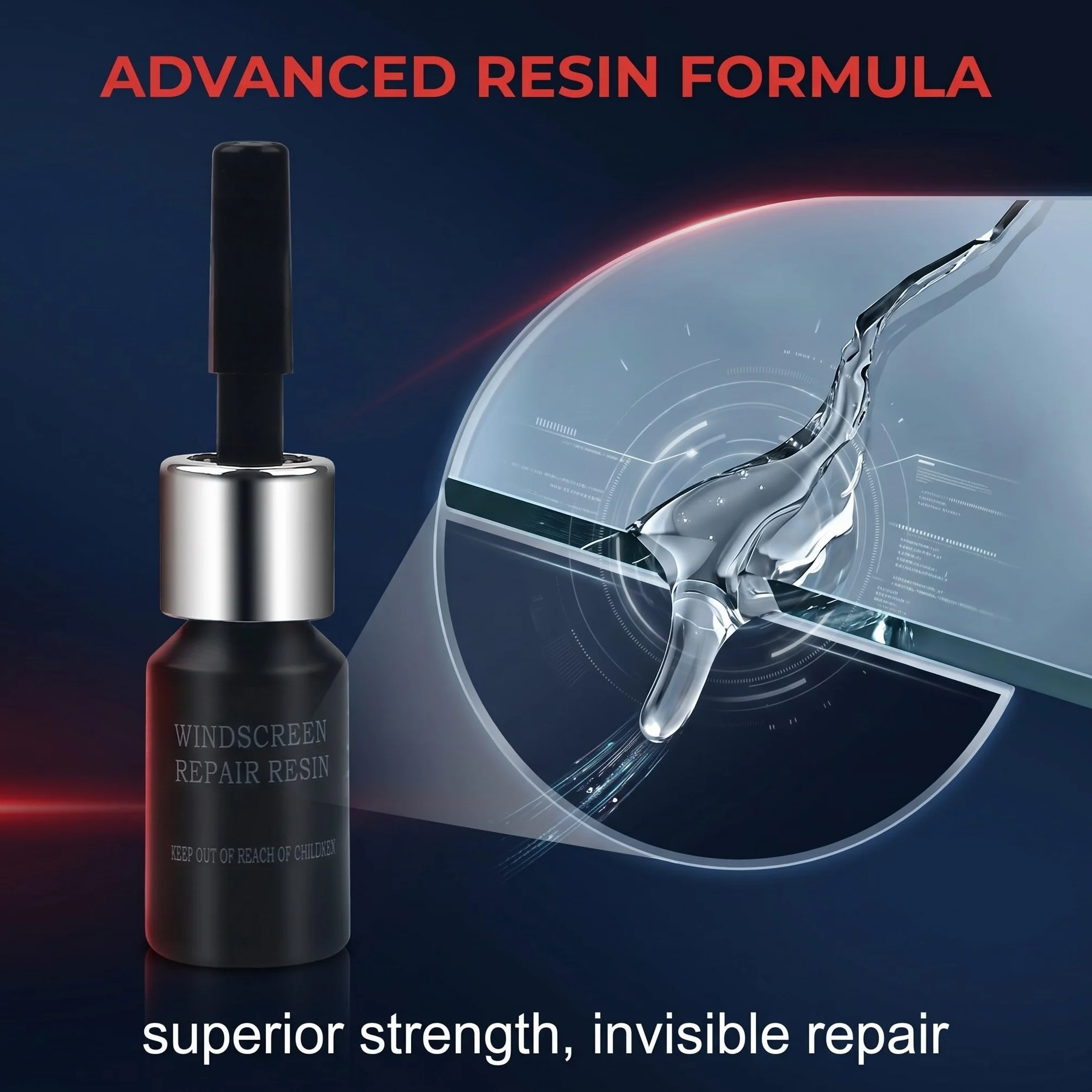 Kit Riparazione Parabrezza Auto 4 Pezzi Resina per Riparazione Cristalli con Pellicola Indurente e Lamette 4 x 3ml