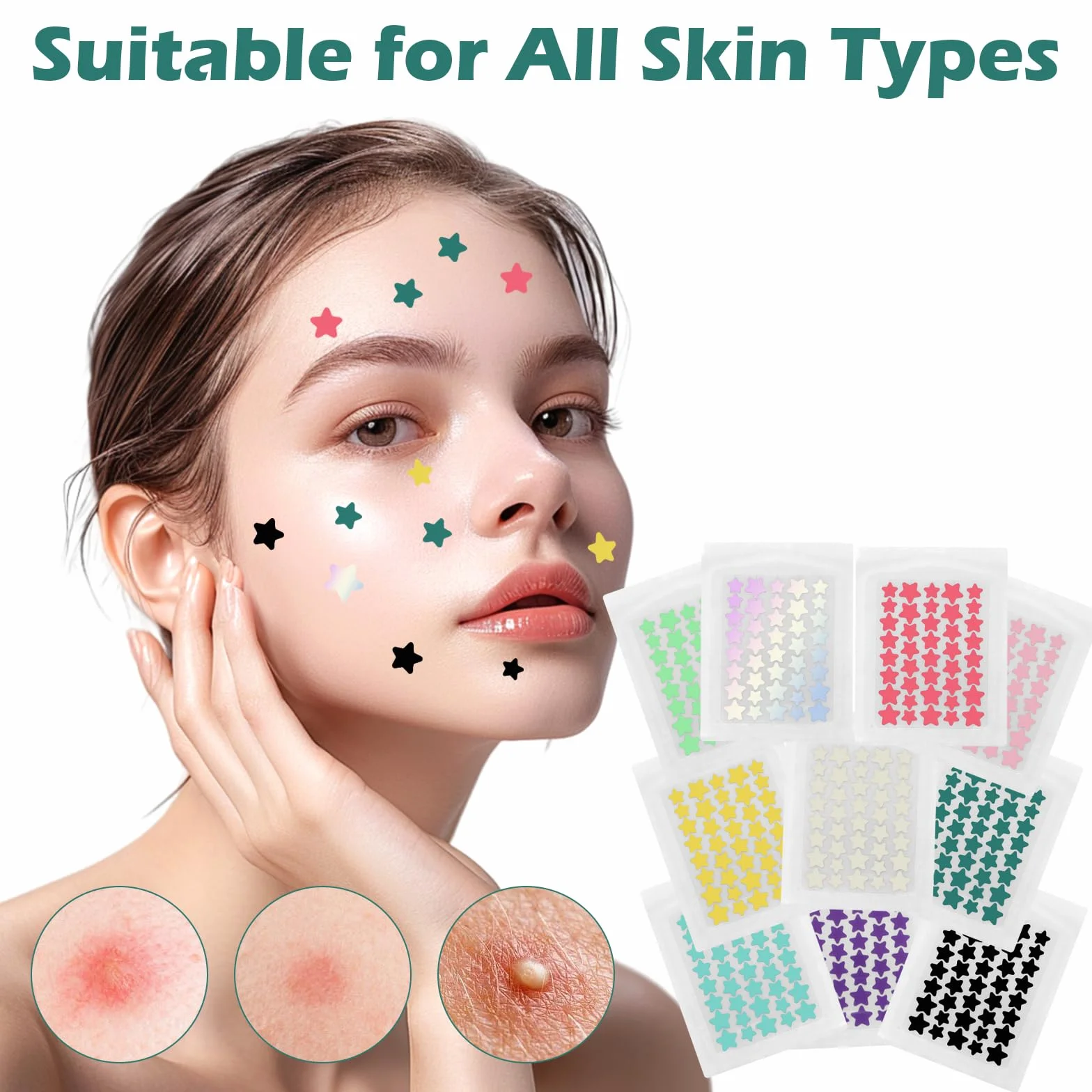 400 Pezzi Cerotti Brufoli, Pimple Patch Brufoli, Stelline Invisibili Idrocolloide Acne Pimple, 2-In-1 Cerotti Per Brufoli Viso con 10 Tamponi Imbevuti di Alcol e Pinzette