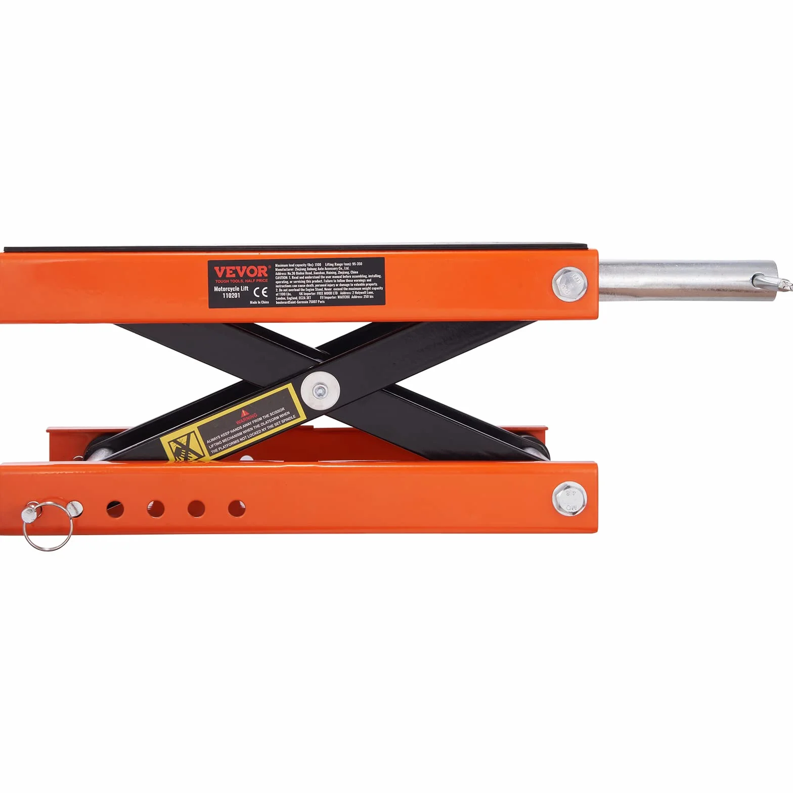VEVOR Sollevatore Idraulico Moto da Officina 500kg Altezza Regolabile 9,5-35cm Piattaforma 36,5x22,2cm