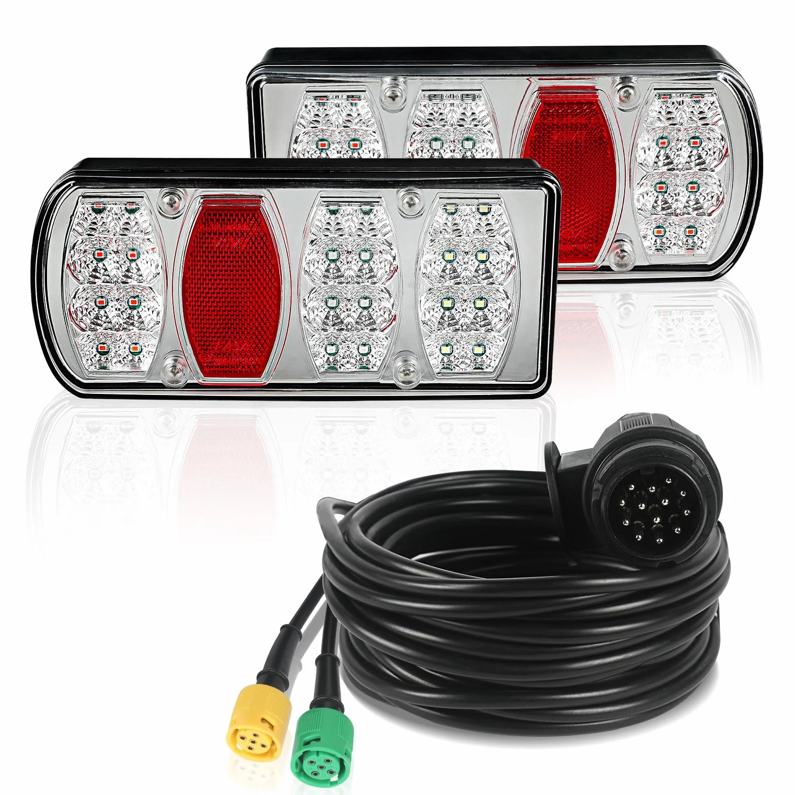 Kit luci posteriori per rimorchio 12V 24V impermeabili con catarifrangente fendinebbia presa 13 pin cavo 5 conduttori 5,5 m Certificazione E