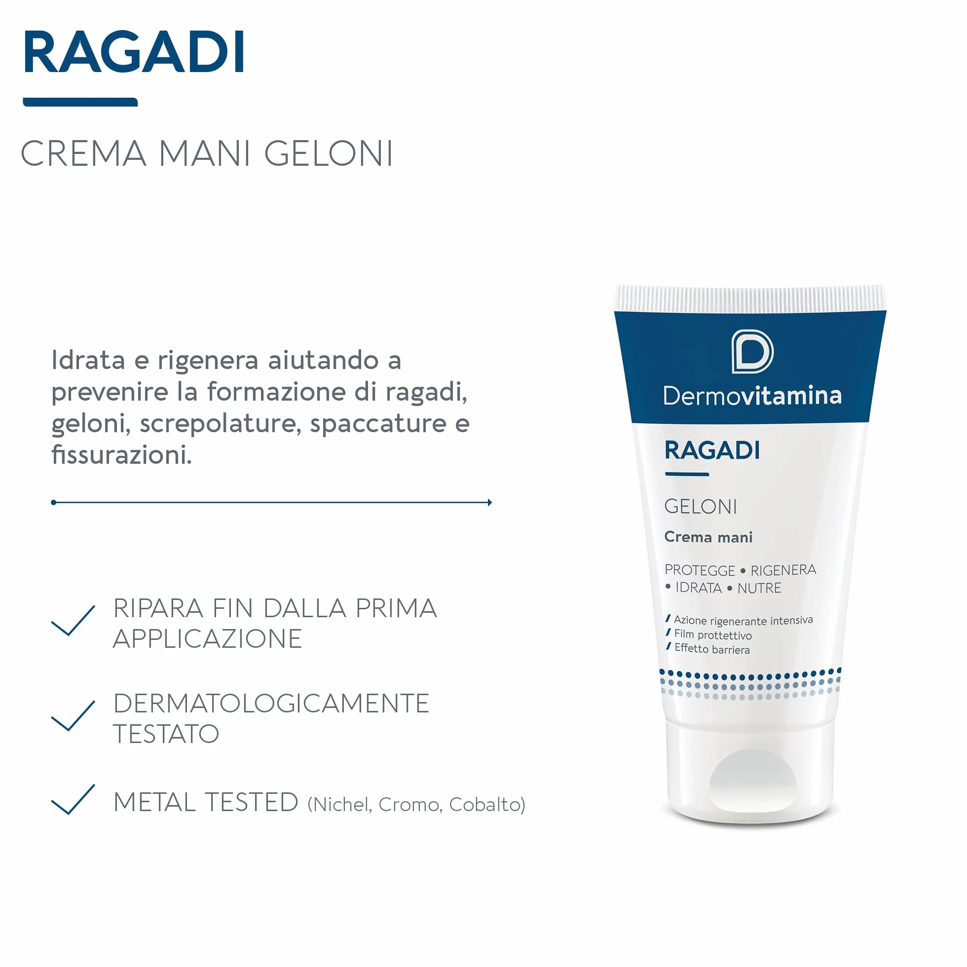 Dermovitamina Crema Mani Riparatrice Pelle Secca Screpolata con Pantenolo Vitamina E Ceramidi 75 ml