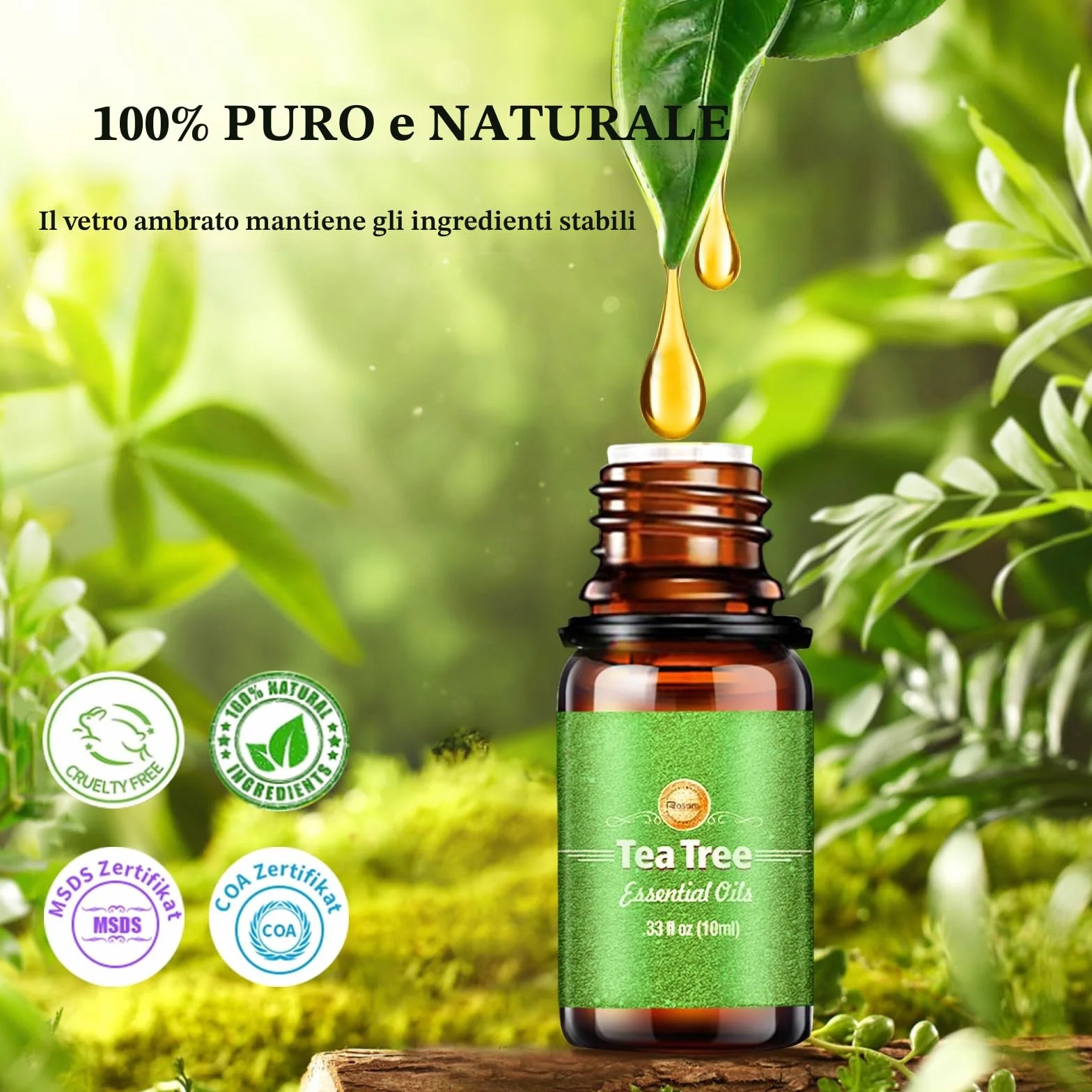 Set di Oli Essenziali 18 x 10 ml per Diffusori, Tea Tree Lavanda Rosmarino Eucalipto