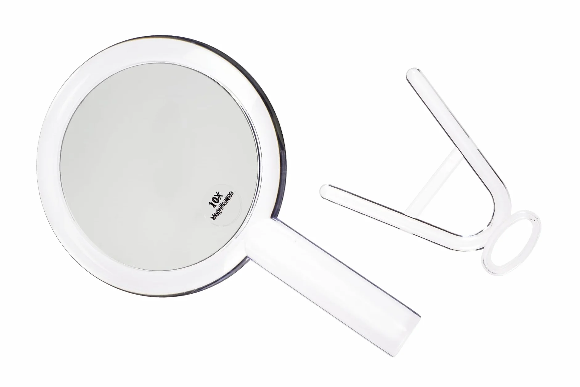 Specchio da viaggio doppio lato 10x ingrandimento 26 cm con maniglia supporto rimovibile