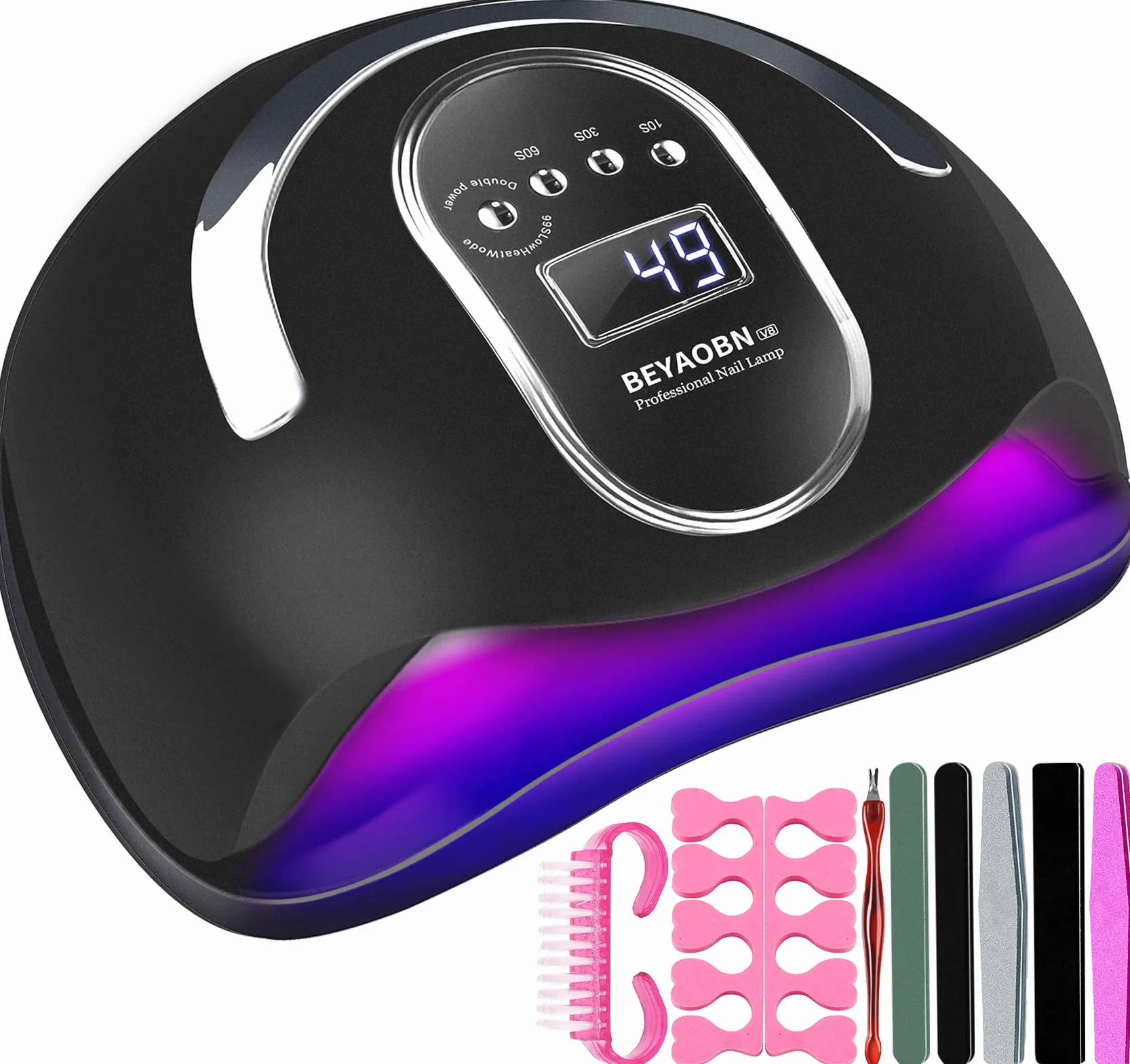 Lampada UV LED Lampada Unghie 168W Professionale, 4 Timer con 10s/30s/60s/99s, Fornetto per Manicure/Pedicure Permanente Smalto Semipermanente, Display LED Automatico Sensore