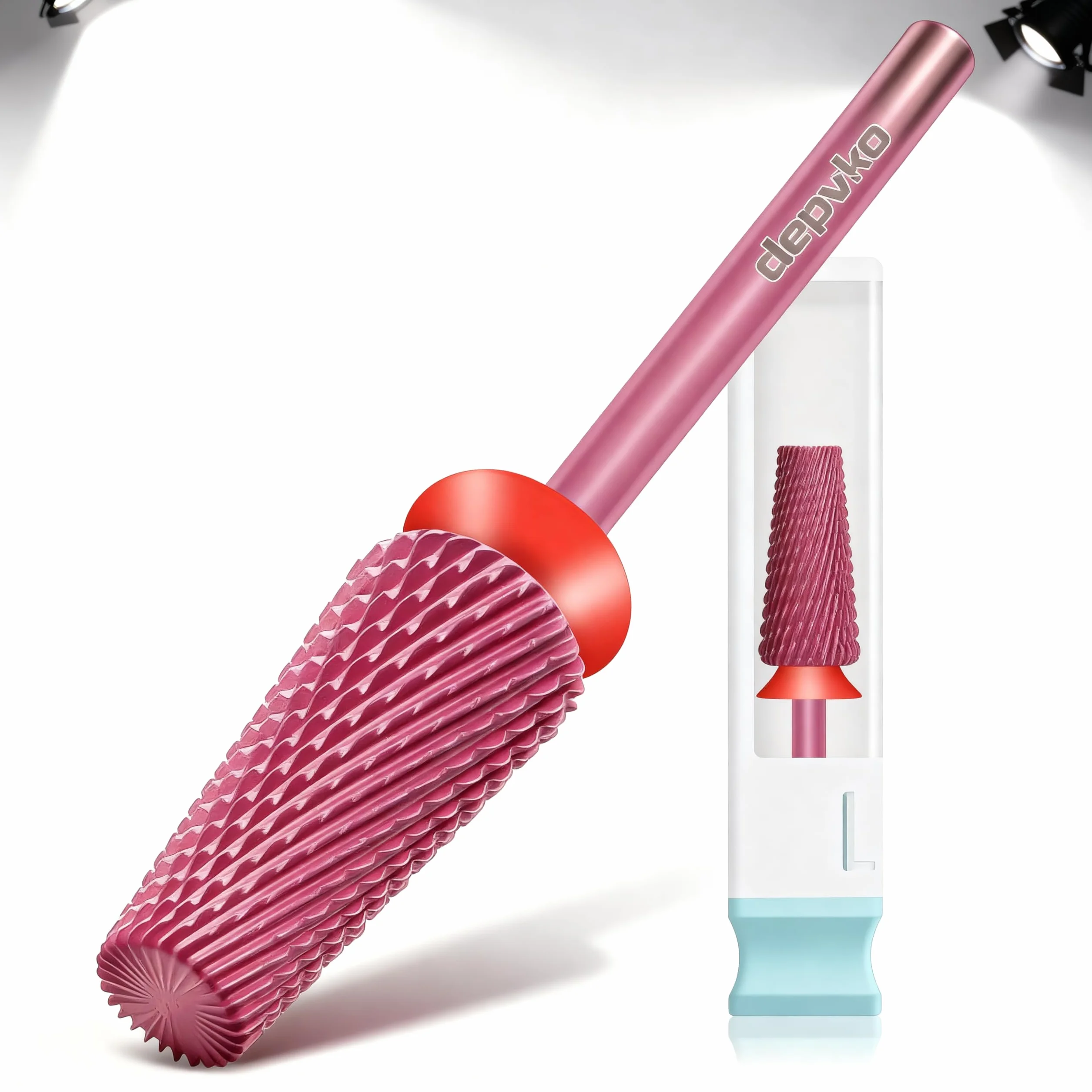 Depvko 5 in 1 Punte Fresa Unghie, 3/32" punte per unghie in carburo tungsteno per trapano per unghie, punta fresa rimozione gel professionale per manicure pedicure (Classic 5 in 1-Rossa, Fine-F)