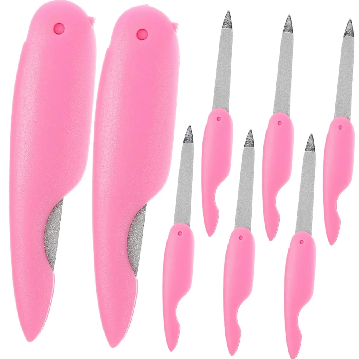 Anneome Lima per Unghie Pieghevole in Metallo 8 Pezzi, Buffer Doppia Faccia Curva, Mini Limette per Manicure e Pedicure, Strumento Portatile per Cura Unghie Quotidiana