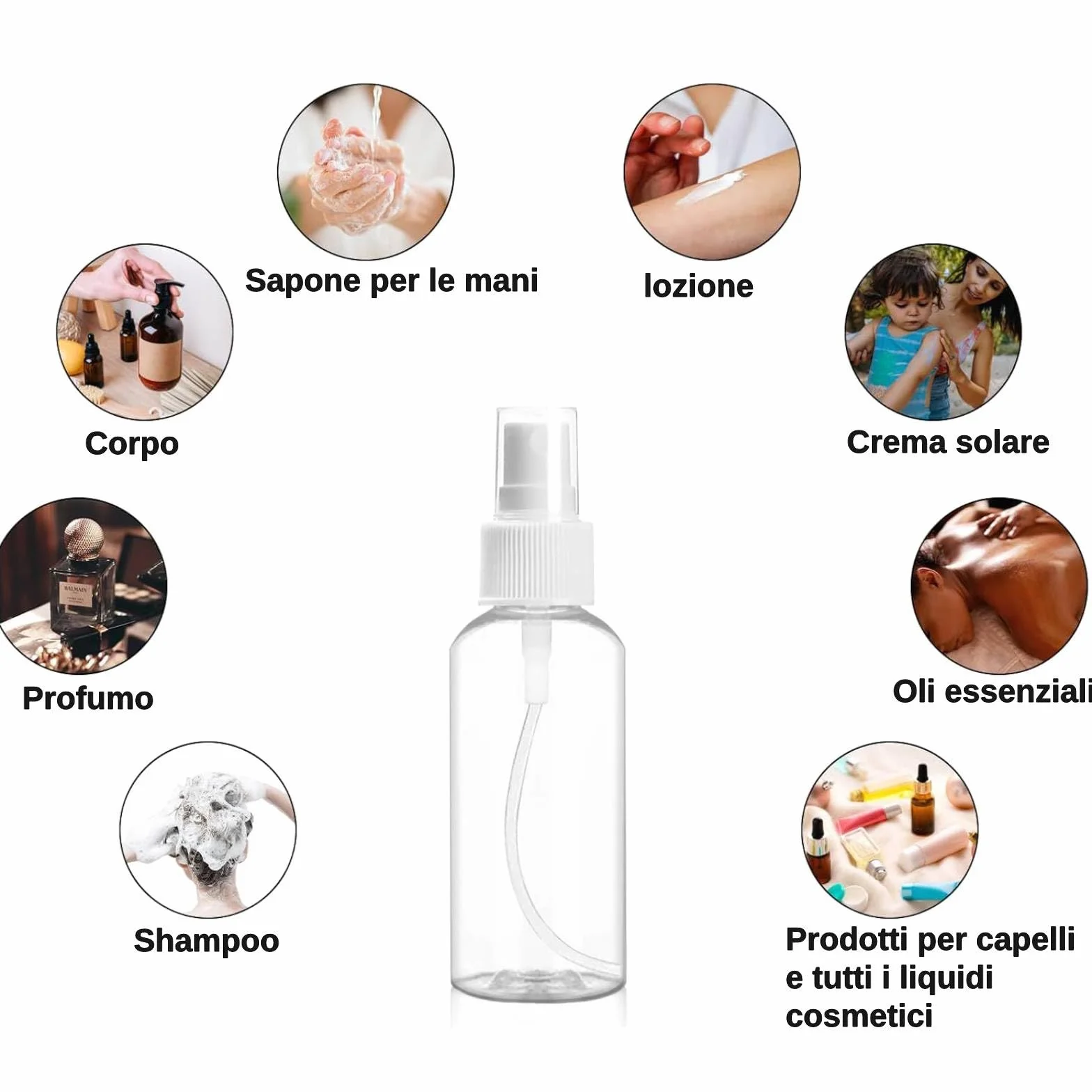 Flaconi Spray 4 Pezzi 50ml, Flacone Spray Vuoto Mini Ricaricabile, Plastica Trasparente per Viaggi