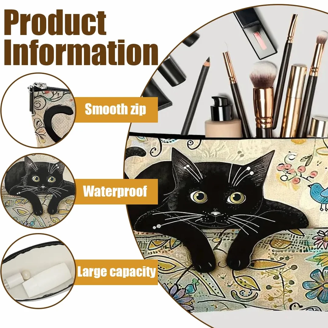 Beauty Case da Viaggio, Borsa da Toilette da Viaggio, Borsa Cosmetica per Gatt, Borsa per Cosmetici, Pochette Donna Trucchi, Borse Trucco Floreale per Donne Ragazze (A)