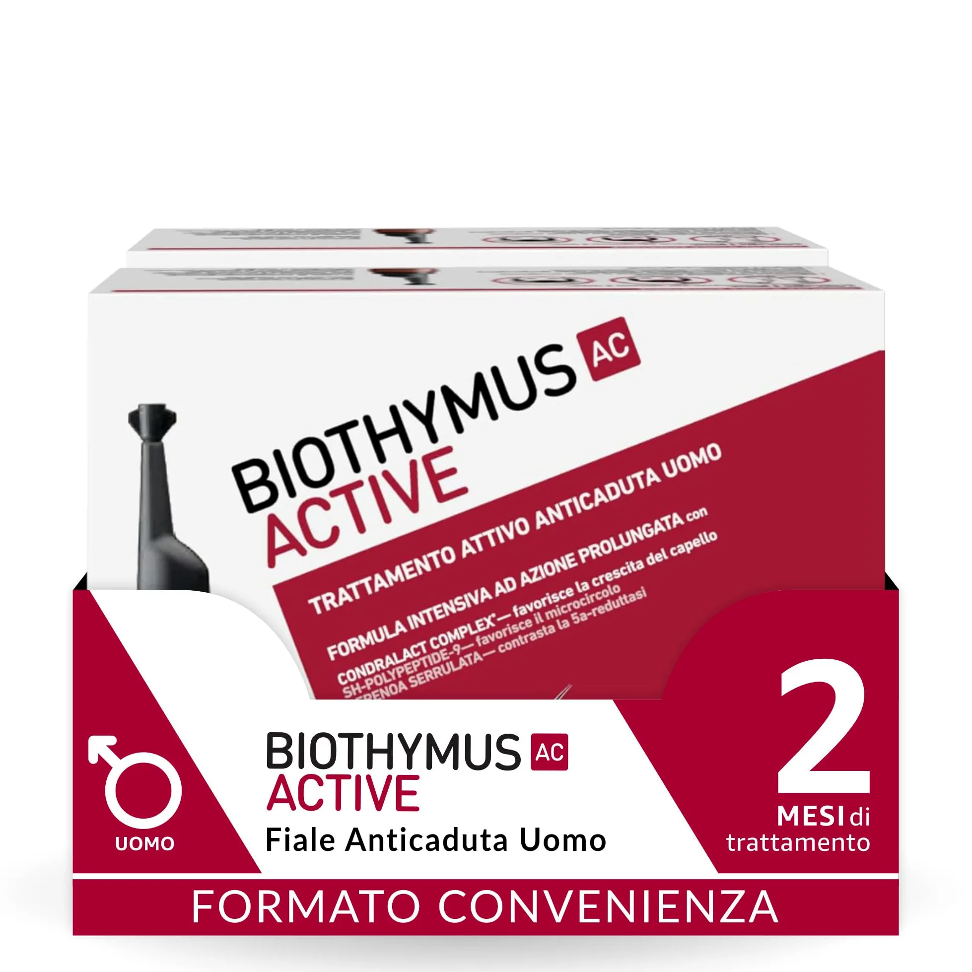Biothymus Active Uomo, 20 Fiale Anticaduta Capelli Uomo, Trattamento Attivo con Formula Intensiva ad Azione Prolungata, 2 Mesi di Trattamento