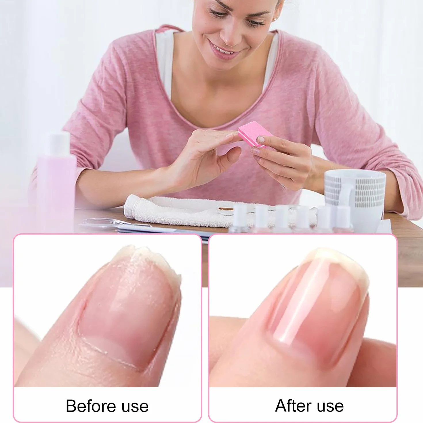 30 Pezzi Buffer per Unghie, Nail Buffer Quadrato Spugna Buffer Unghie Professionale, Adatti per Unghie in Gel e Unghie Acriliche(Rosa)
