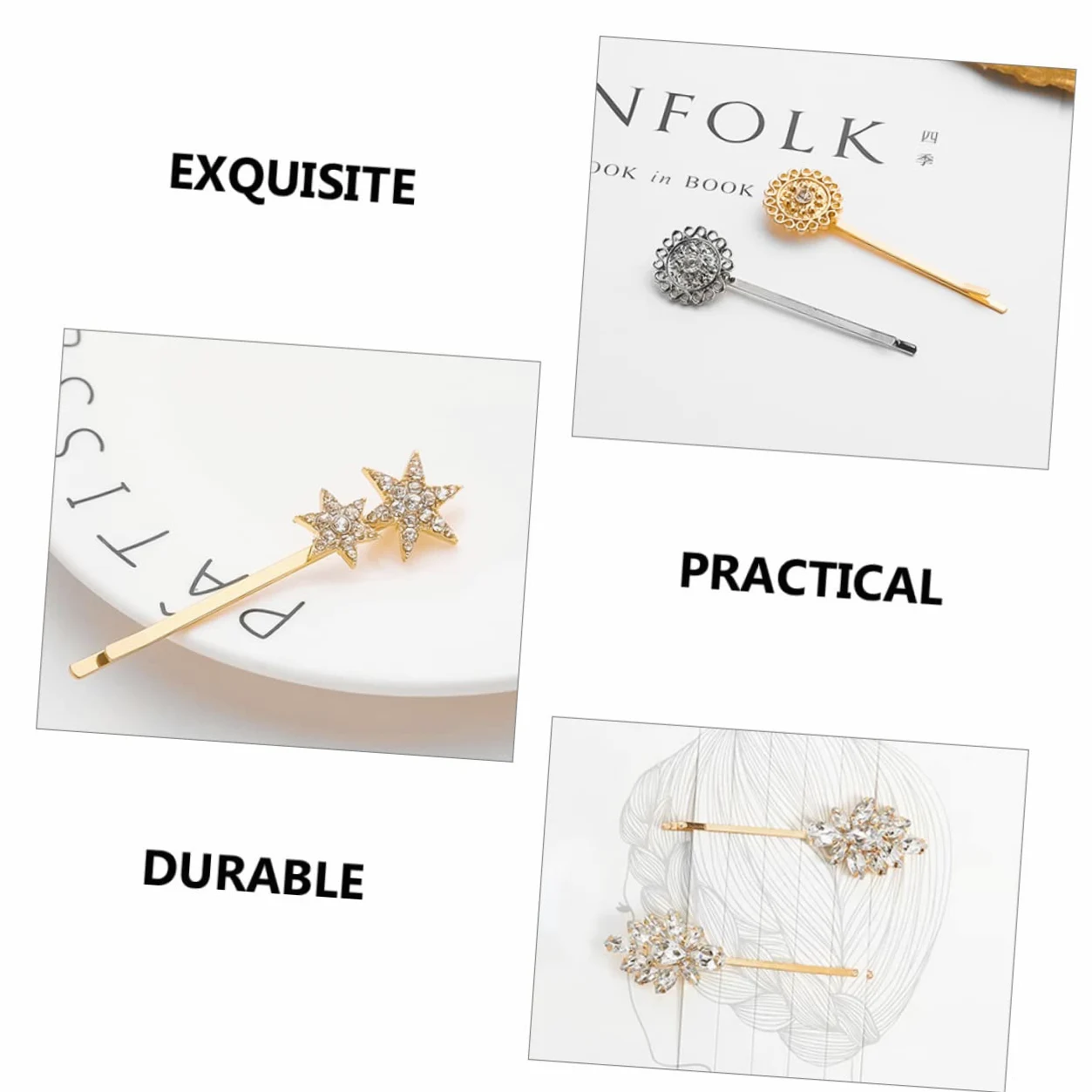 FRCOLOR 20pezzi Fermagli Per Con Strass Accessori Eleganti Per Ragazze e Donne Perfetti Per Matrimoni e Cerimonie