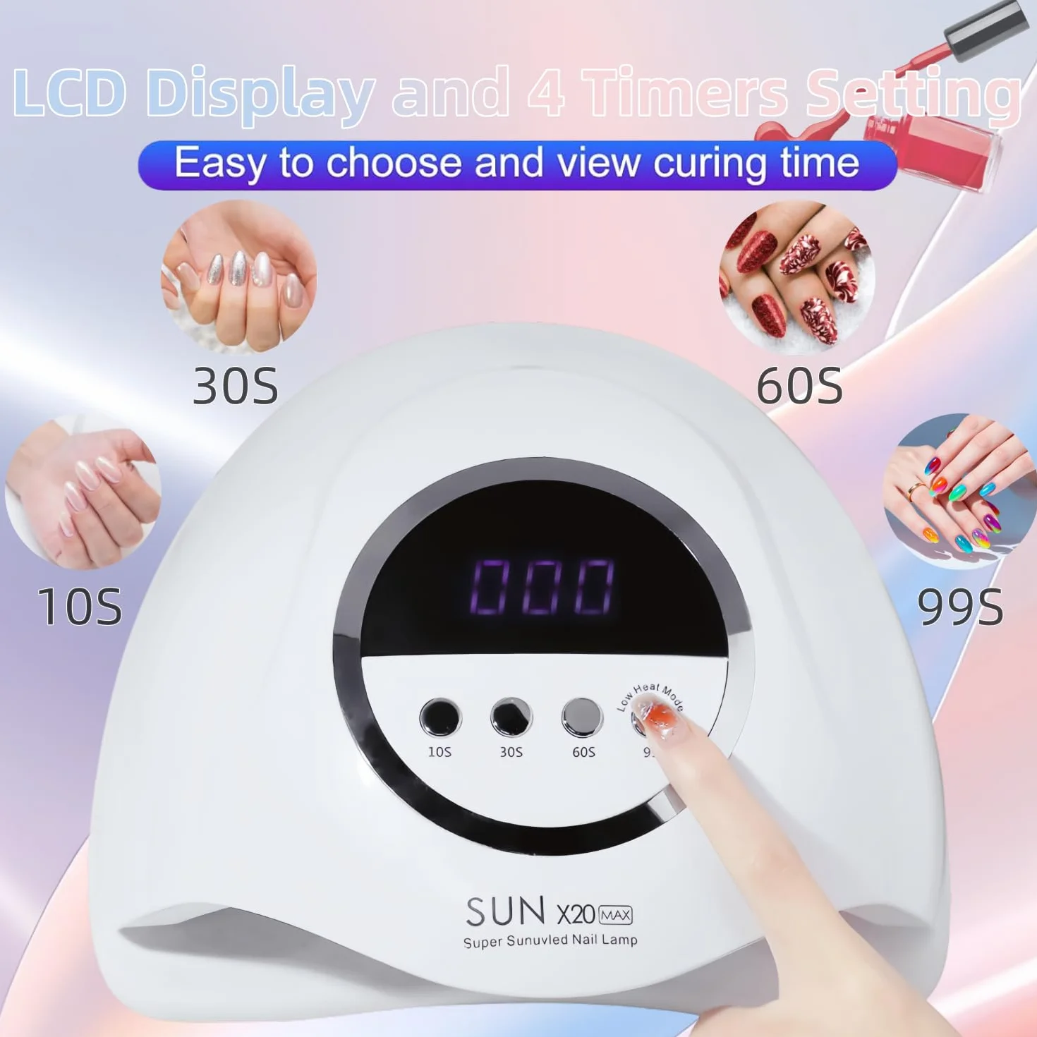 Lampada UV LED 320W 72 LED per Unghie, Sensore Automatico, 4 Timer, Asciugatura Rapida per Mani e Piedi