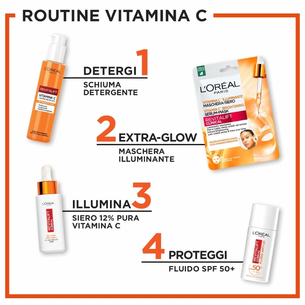 L'Oréal Paris Detergente Viso Purificante, Adatto a Pelli Sensibili, Azione Levigante e Uniformante, Pelle Morbida e Elastica, Con Vitamina C + Acido Salicilico, Revitalift, 150 ml
