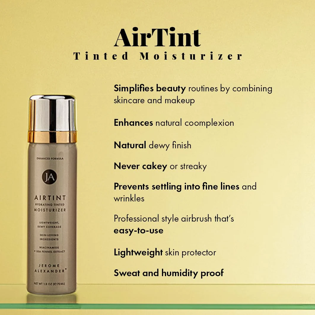 Jerome Alexander Magicminerals Airtint - Spray idratante con colore per aerografo (leggero), spray idratante con colore e anti-età, medio, 2 pezzi