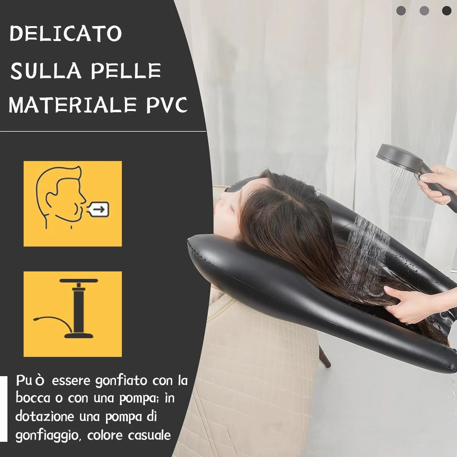 Lavatesta Portatile per Parrucchieri Professionale, Poggiatesta Per Lavare Capelli Lavandino Casa, Lavandino Mobile, Lavatesta Gonfiabile per Lavaggio Capelli