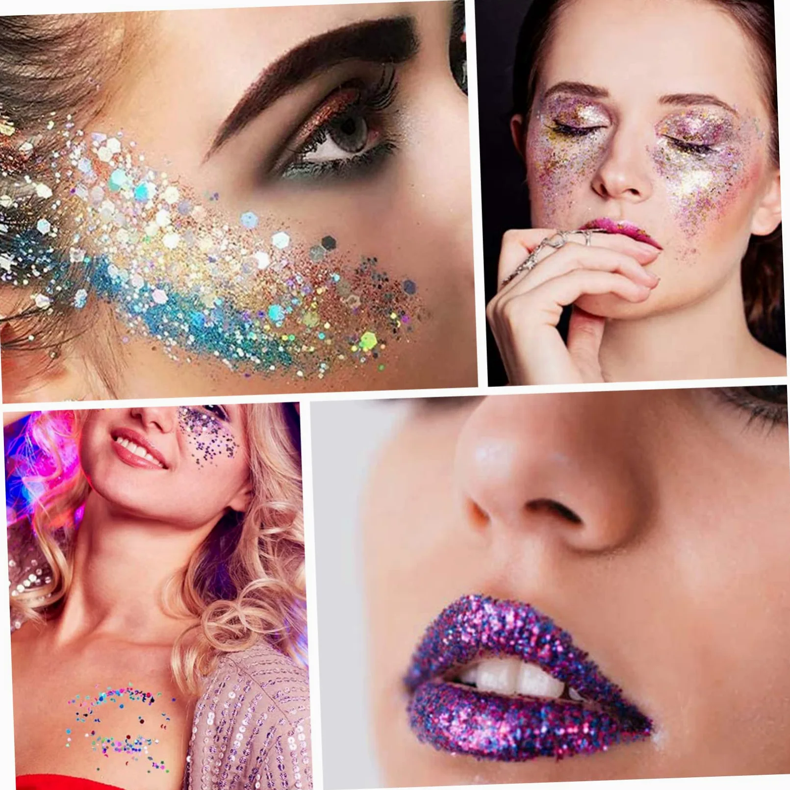 POPETPOP 3 Set Di Glitter Per Trucco Alla Moda Per Festival Viso Unghie Glitter Paillettes Glitter Per Corpo Per Feste E *3