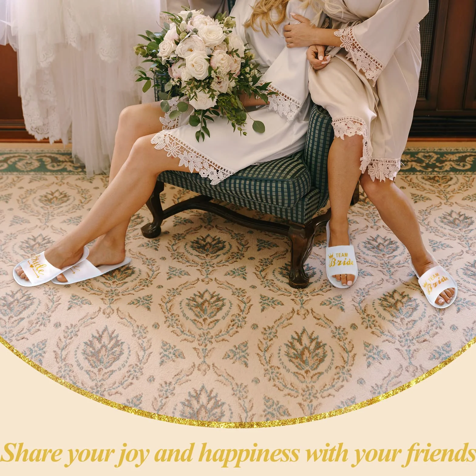 SATINIOR 12 Paia Team Bride Pantofole Aperte Usa e Getta da Spa per Sposa e Damigella d'Onore Ciabatte per il Matrimonio Festa di Addio al Nubilato
