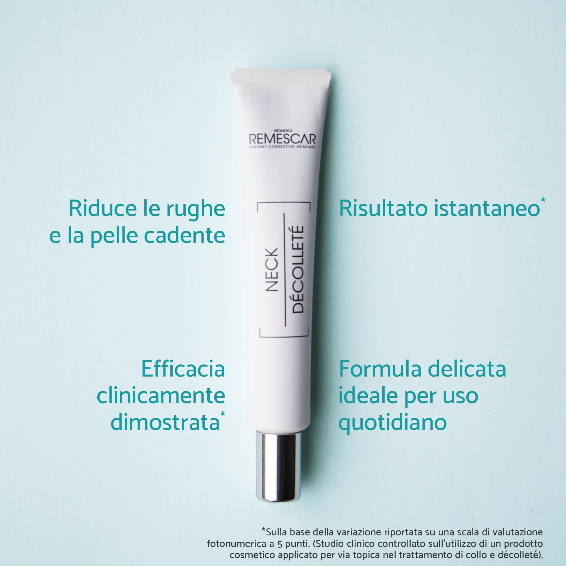 Remescar Crema Collo e Décolleté 40ml – Lifting Istantaneo per Pelle Rassodata – Riduce Rughe e Flaccidità in 5 Minuti – Crema Antirughe Levigante