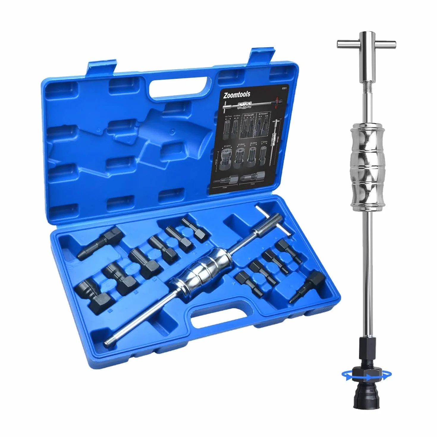 Kit di estrattori per cuscinetti interni per fori ciechi 8-32 mm con martello scorrevole e pinze espandibili 13 pezzi