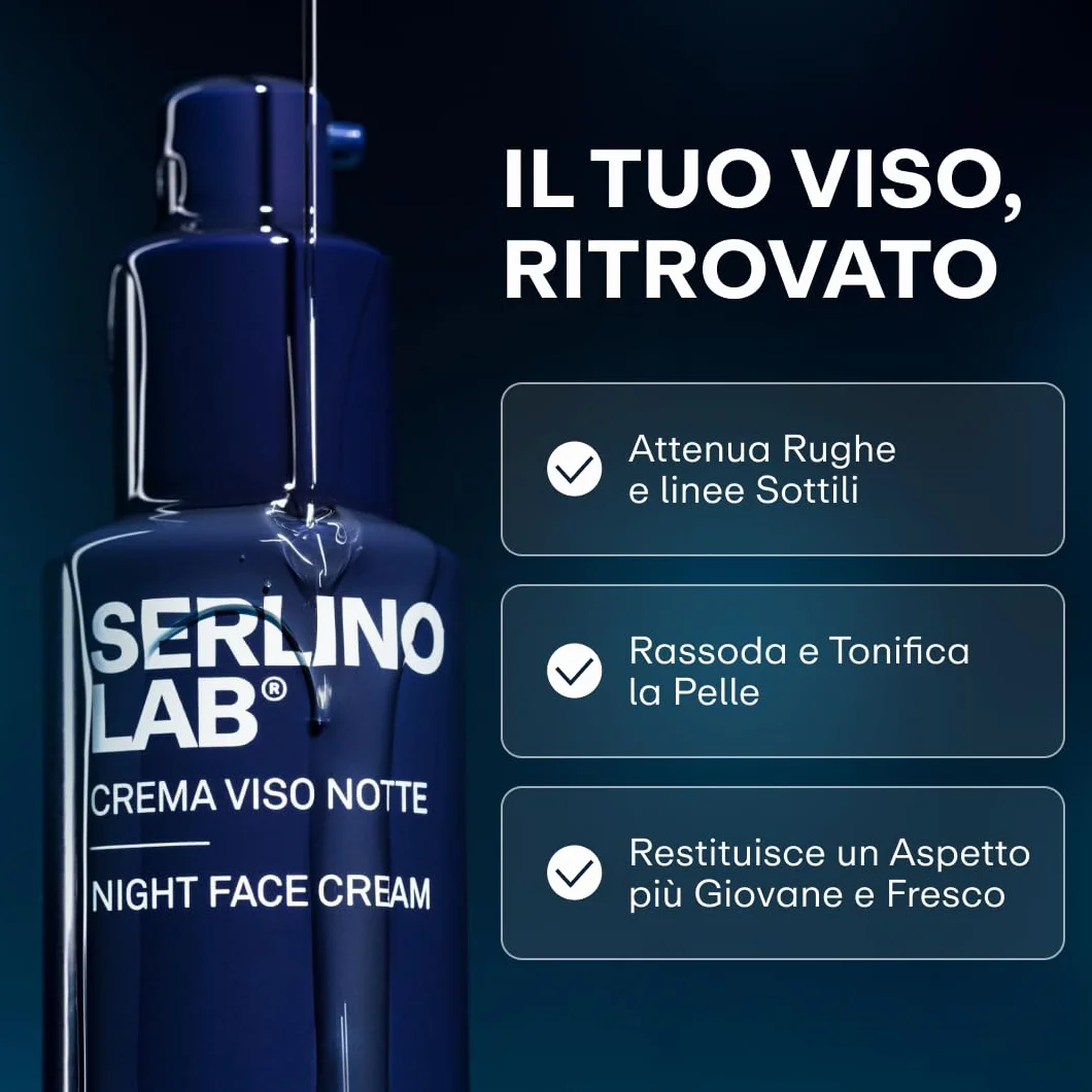 SERLINOLAB Crema Viso, idratante con Retinolo, Acido Ialuronico, Effetto Rinfrescante, Riduce Rughe e Macchie, Rende la Pelle Elastica e Luminosa
