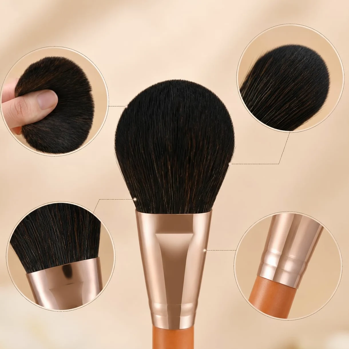 Set Pennelli Trucco 17 Pezzi Manico, Struttura compatta, Pennelli Trucco Base, Sfumature, Per Giovani Artiste, Set di 17 pennelli per trucco rosso acero con borsa con cerniera in PU nera