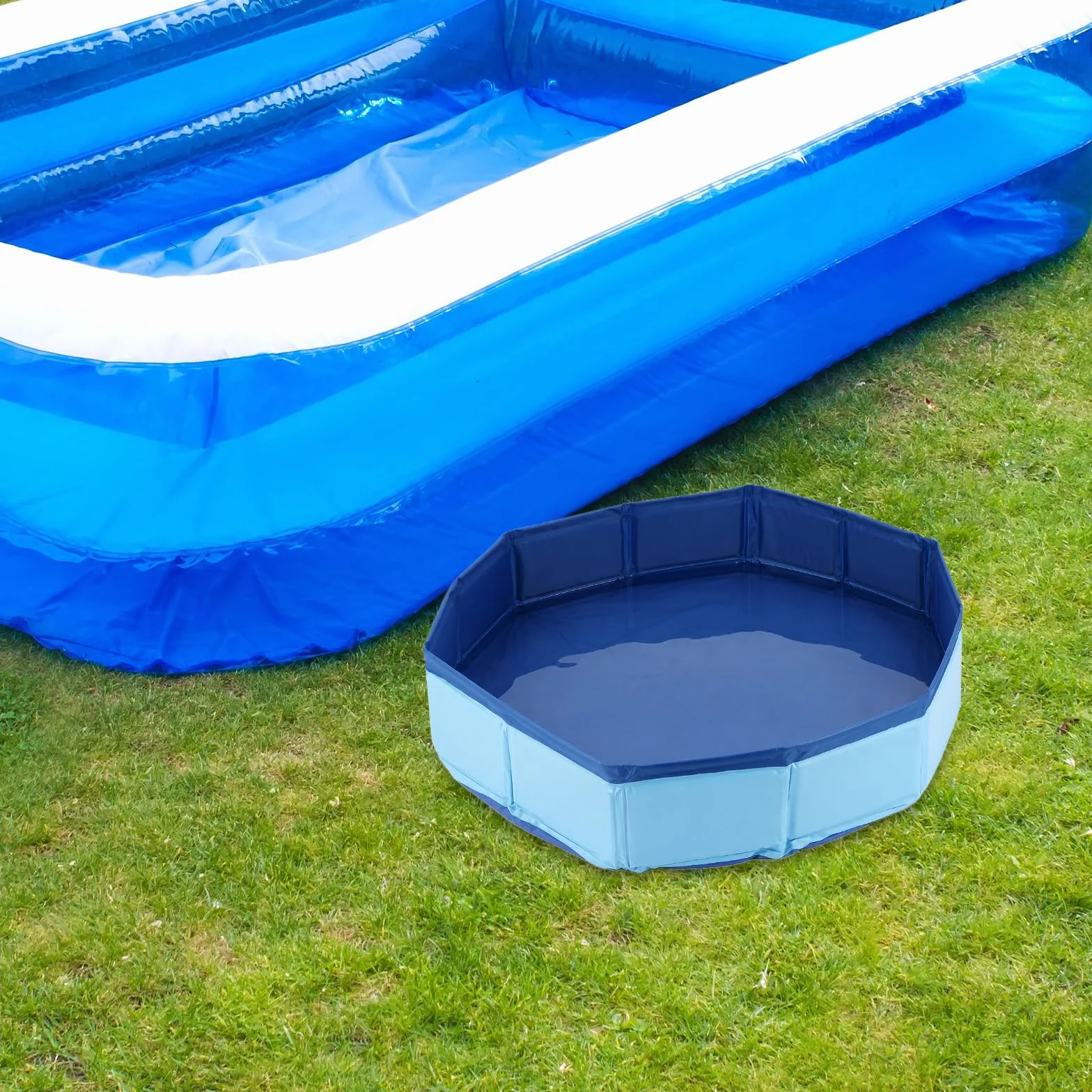 Pediluvio per Piscina, Vasca Lavapiedi Gonfiabile Scaletta d'Ingresso Bacino Portatile Lavaggio Piedi per Piscine Fuori Terra Vasche Idromassaggio e Spa (Blu)