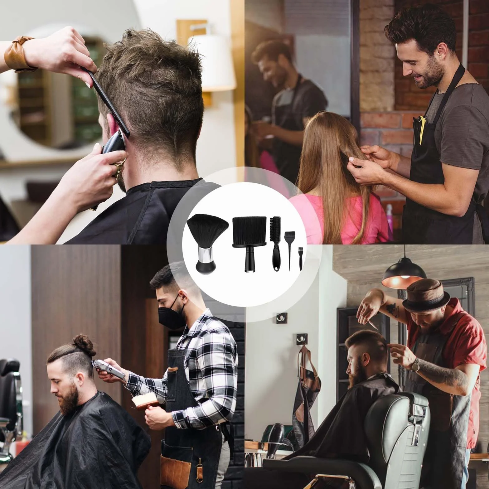 5 pezzi Spazzola per capelli per salone,Spazzola per parrucchiere,Pennello pulizia,Pennelli da parrucchiere,Pennello da barbiere,accessori per capelli,pulizia dei capelli,rimozione della polvere