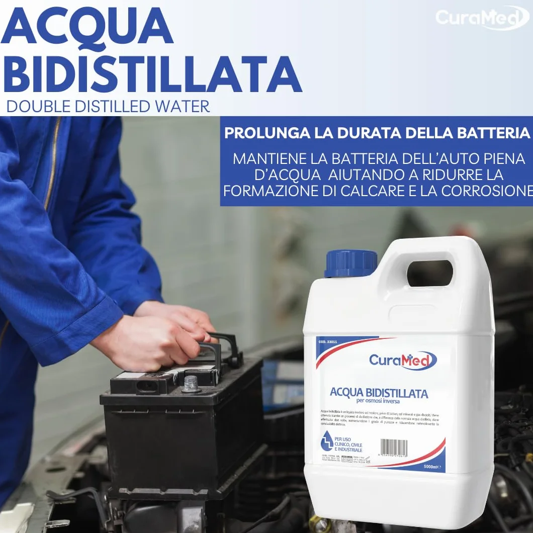 Cura Farma Acqua Bidistillata 5lt Tappo A Vite Sigillo di Sicurezza Originale
