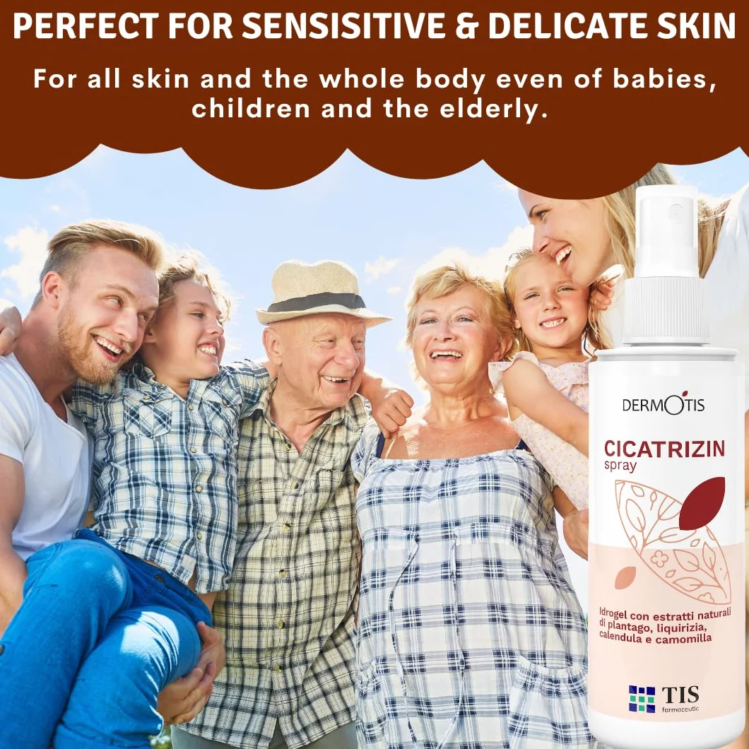 TIS Cicatrizin HidroGel - Stimola il Processo di Guarigione della Pelle, Tessuti | Scottature solari, Ferite, Geloni, Ustioni, Eczemi, Punture di Insetti | con Camomilla | Idrata e Lenisce - 100ml