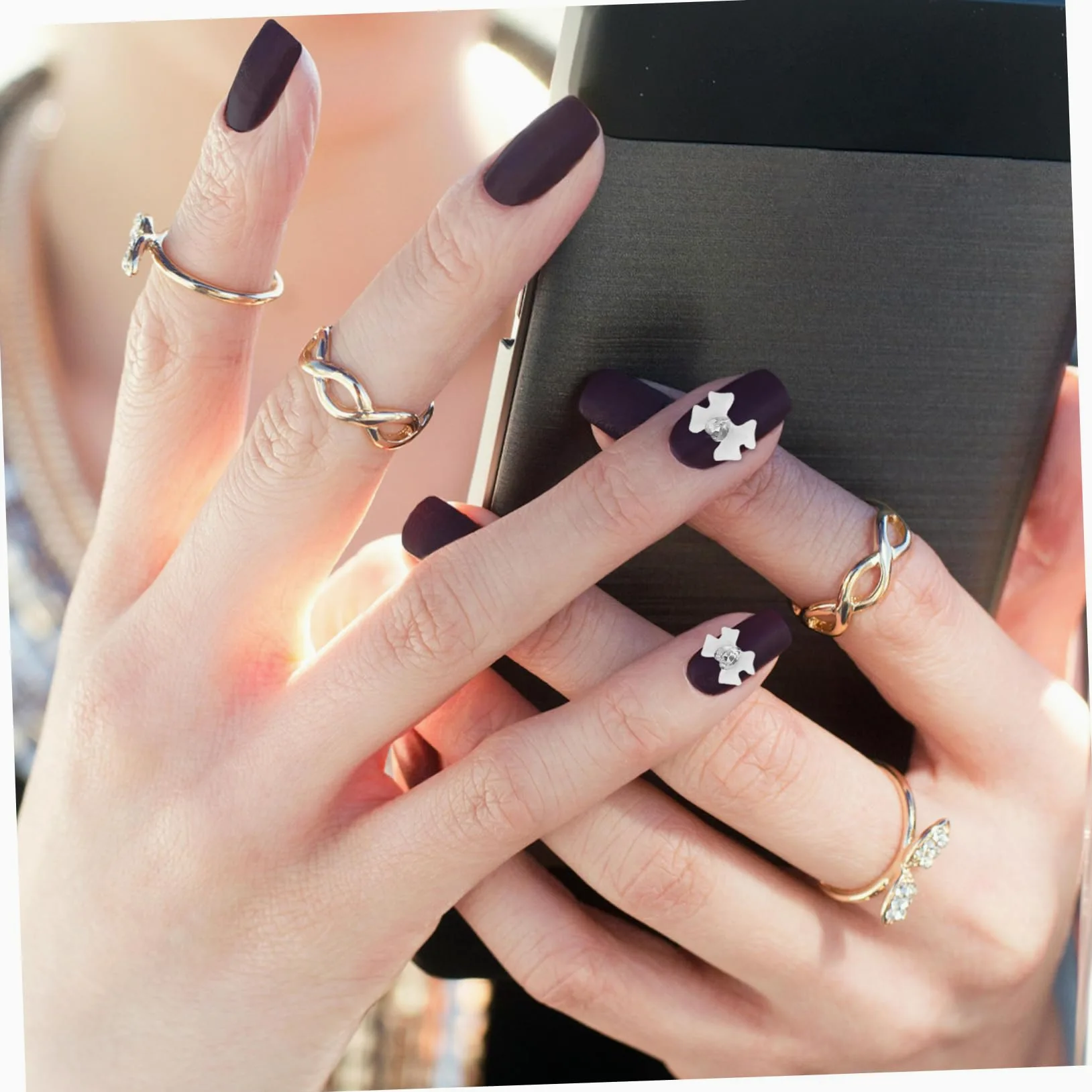 SHERCHPRY 4 Set Accessori Per Chiodi Rosa Ciondoli Per Unghie Con Strass 3d Gioielli Per Unghie Decorazione Di Nail Art Ciondolo Guidato Carino Cristallo Di 40 Pezzi*4