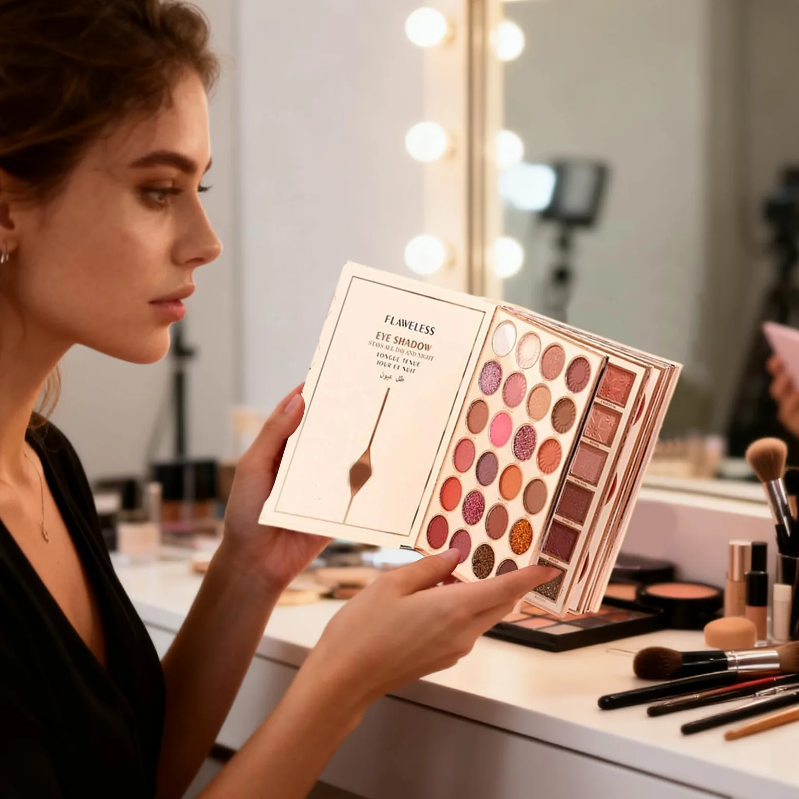 Palette Di Ombretti Per Gli Occhi 48 Colori Opaco Brillante Illuminante | Palette Ombretti Forma Libro Ideale Per Donne E Ragazze Per Halloween Uso Quotidiano Feste E Viaggio