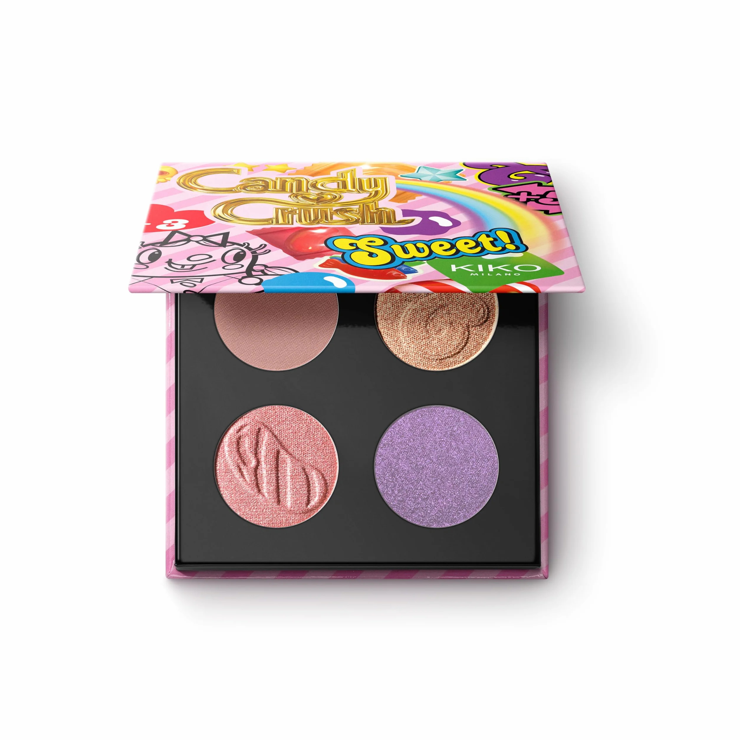 KIKO Milano Candy Crush™ Multi Finish Eyeshadow Palette 03, Palette Con 4 Ombretti Dal Finish Opaco, Metallico E Brillante