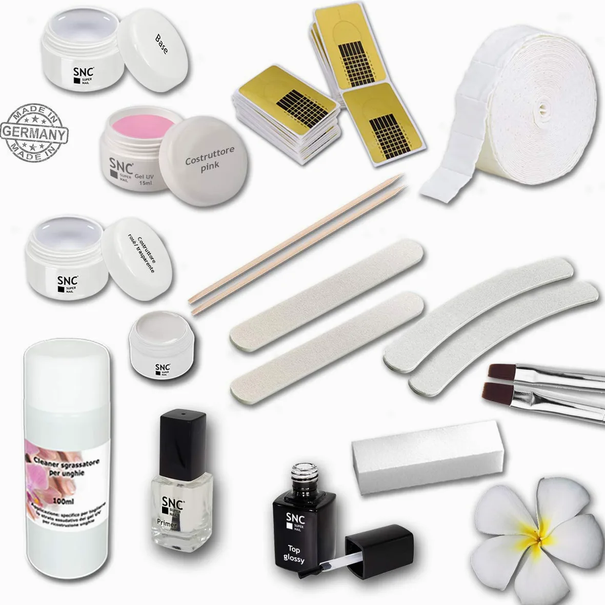 Kit completo professionale ricostruzione unghie effetto naturale, Gel UV/LED - Germania