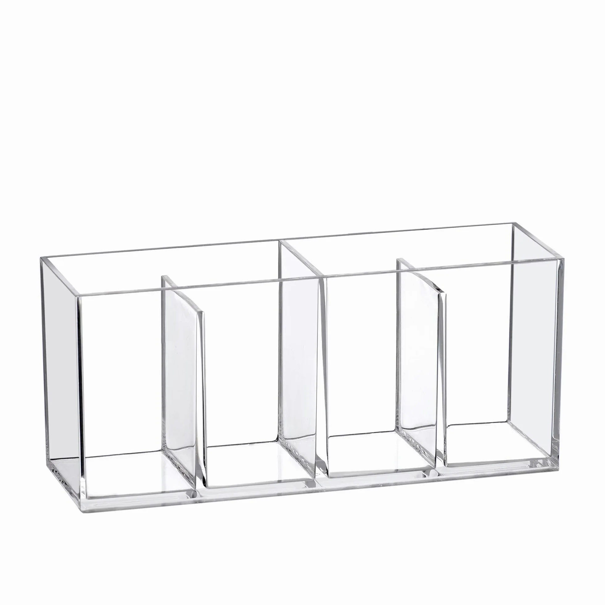Amazing Abby Glamour - Organizer per trucchi in acrilico a 4 scomparti, porta pennelli da trucco in plastica trasparente, soluzione perfetta per riporre pennelli da trucco, matite per sopracciglia e