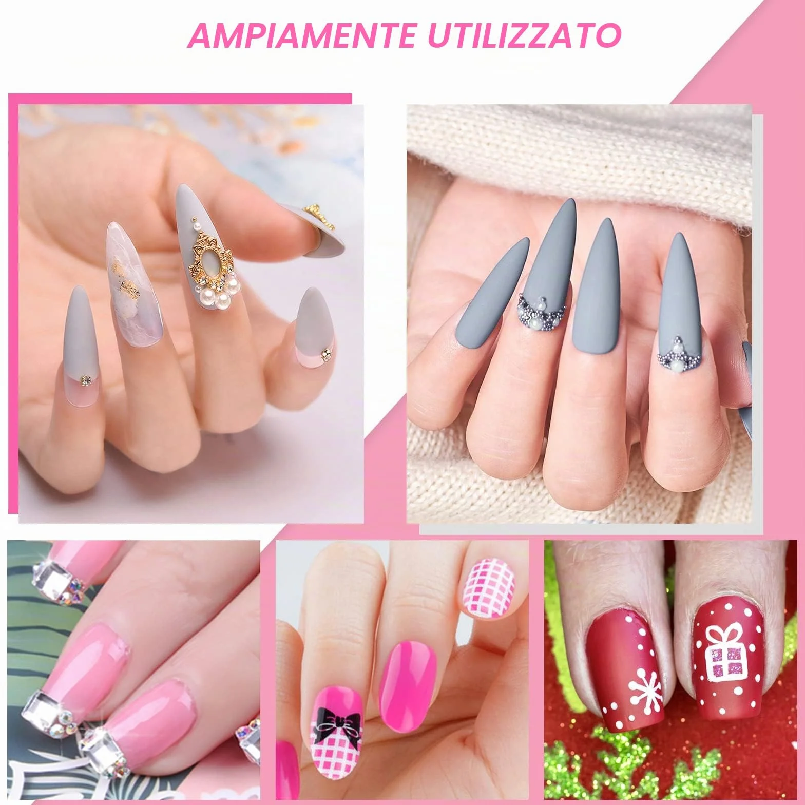 Sularpek 5 Pezzi Pennelli per Unghie, Pennelli Unghie Doppia Testa, Brush per Nail Art Penne dotter, Liner Pittura Pennello Set per DIY Disegno Decorazioni