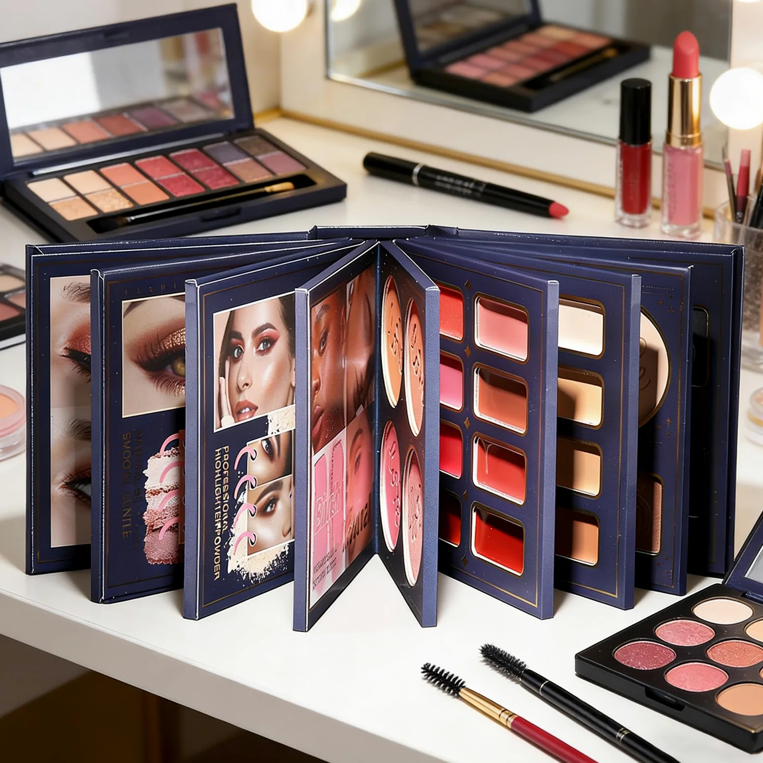 Trucco a Libro Fard Correttore Sfumabile | Trucco in Polvere per Blush e Occhi Ideale per Viso Occhi Labbra Compleanno Feste San Matrimonio Appuntamenti Viaggio e