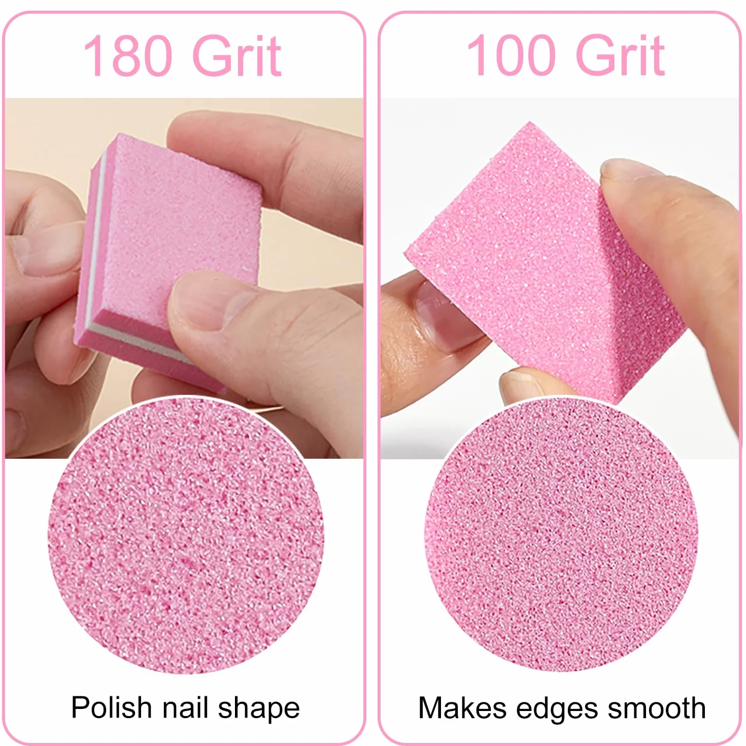 30 Pezzi Buffer per Unghie, Nail Buffer Quadrato Spugna Buffer Unghie Professionale, Adatti per Unghie in Gel e Unghie Acriliche(Rosa)
