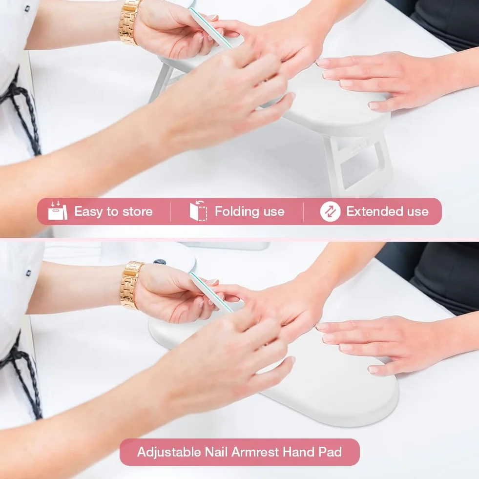 HOTUT Cuscino per Manicure, Cuscino per Unghie Poggiabraccia per Unghie Impermeabile Resistente, Poggiamano per Unghie Pieghevole in Pelle Cuscino per Piedi Antiscivolo per Salone di Nail Art