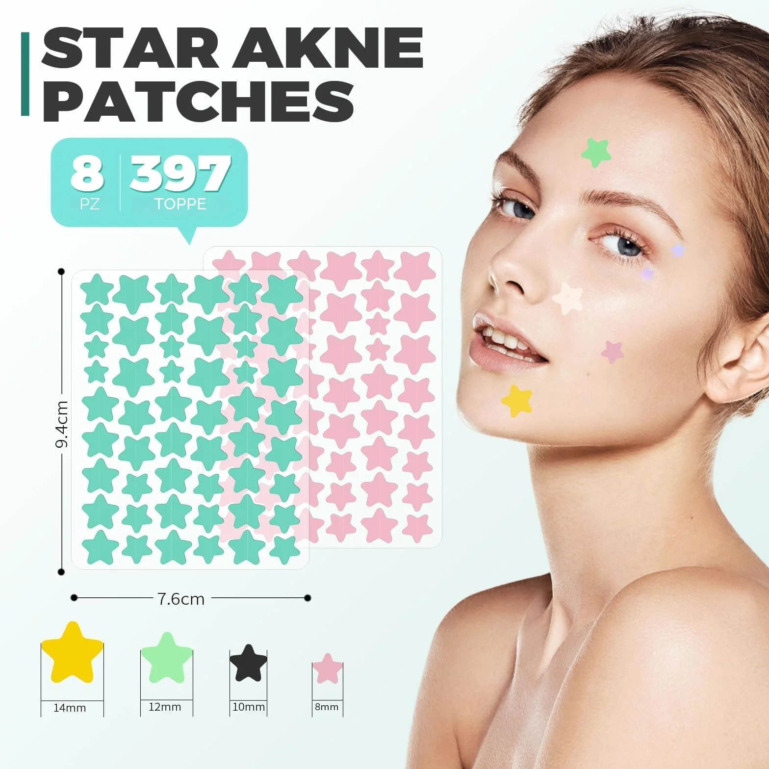 397 Pezzi Cerotti Brufoli, Invisibile Naturale Hydrocolloid Patch 2 in 1 Giorno e Notte Che Invisibile Patch Brufoli Assorbenti Impermeabile e Traspirante