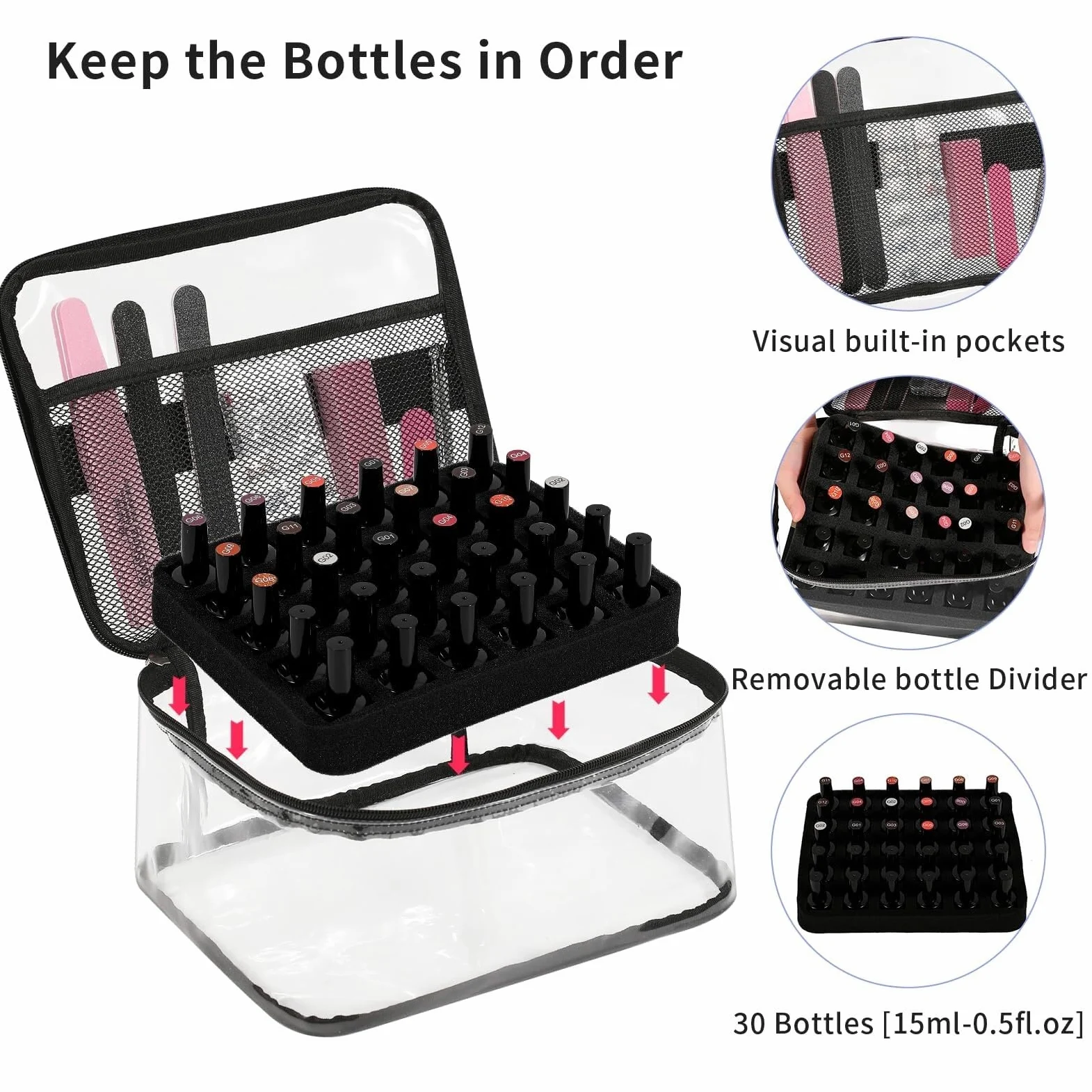 Organizzatore Smalti Scatola Porta Smalto for Unghie, Borsa da Viaggio for Manicure E Accessori Porta Smalti per Unghie(Black)