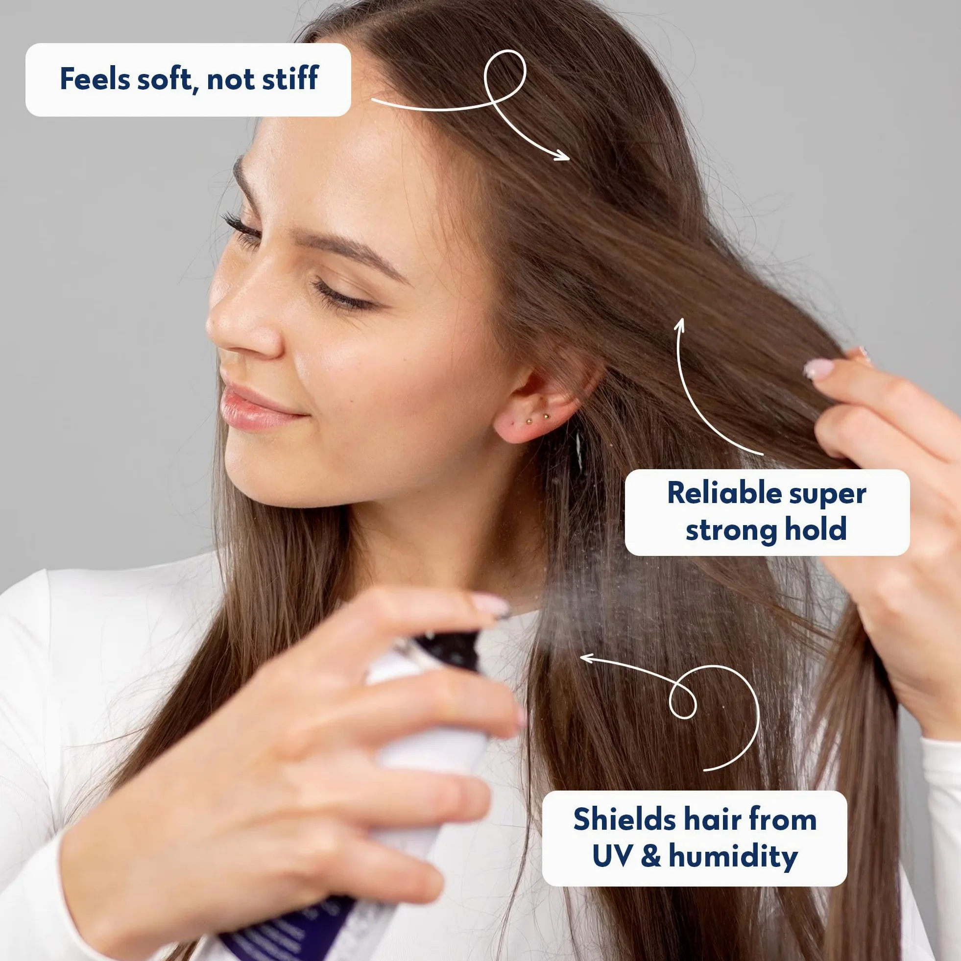No Nothing Spray per capelli super forte, senza profumo, per cuoio capelluto sensibile, ipoallergenico, non profumato, tenuta extra forte, protezione dall'umidità e protezione UV, 213 ml