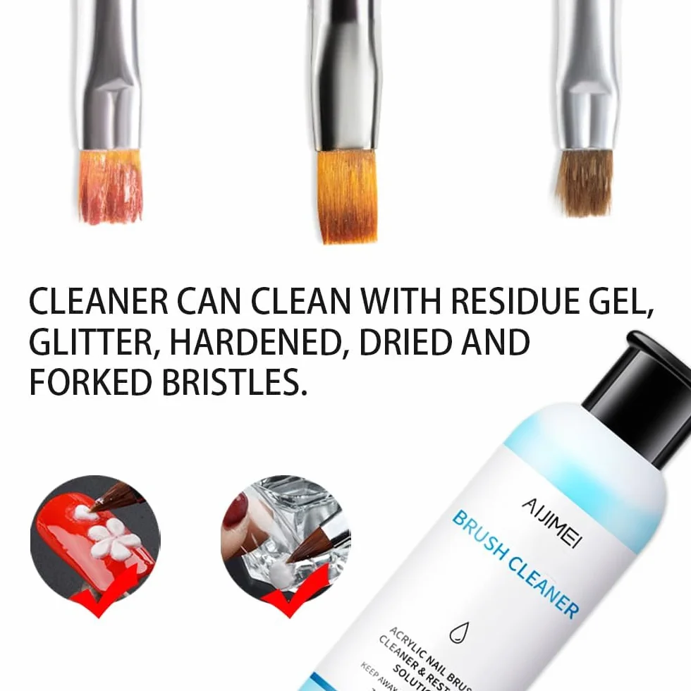 Acrylic Nail Brush Cleaner,Brush Cleaner 58ml/2fl.oz,Detergente per Pennelli Unghie,Con Tazza Cotton Pads,Rimuove Efficacemente tutti i Residui di Pennello Unghie Nail Art