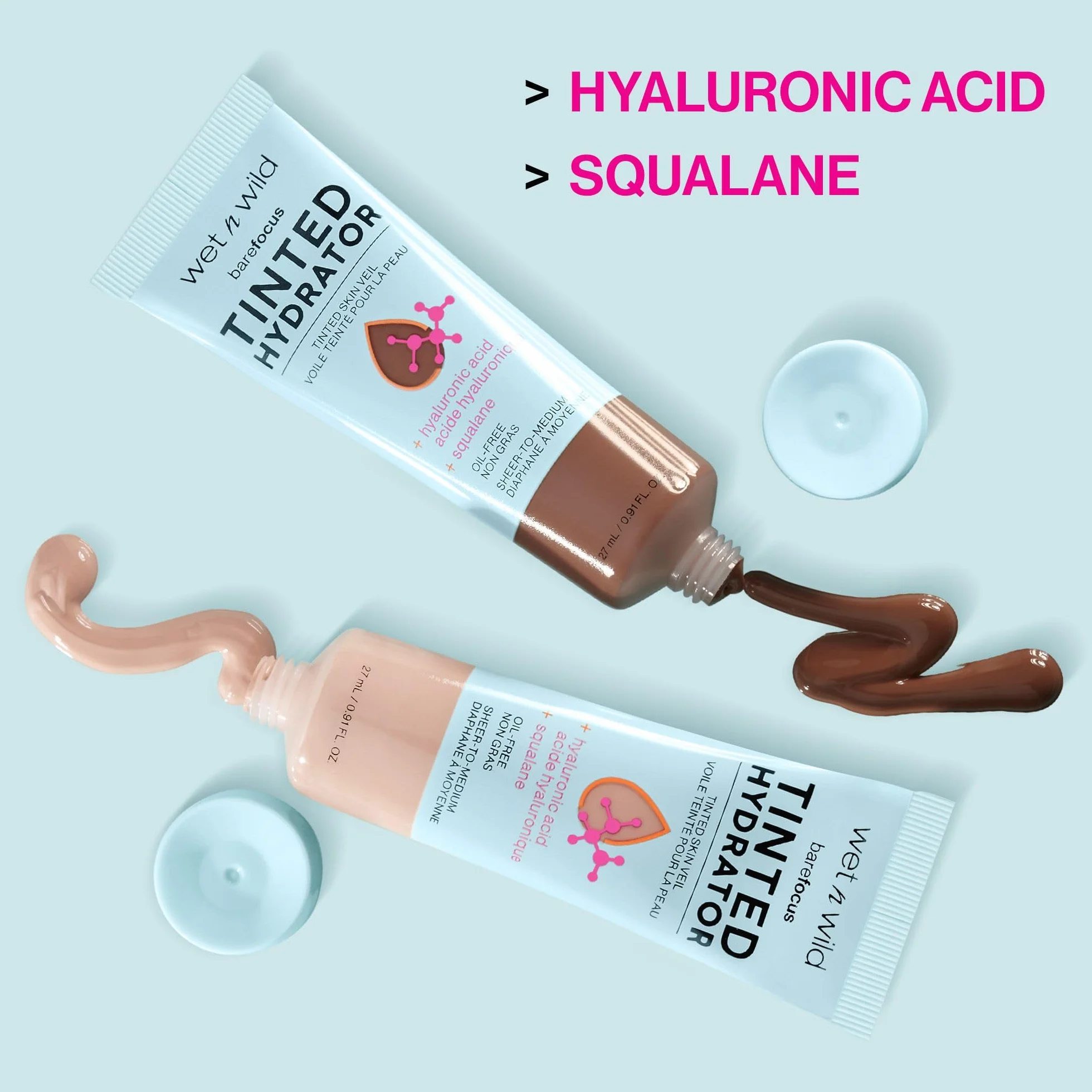 Wet n Wild, Bare Focus Tinted Hydrator, Crema Viso Colorata Idratante con Acido Ialuronico e Squalano Vegano, Texture Leggera, Copertura Media e Finish Matte Luminoso, Light Medium
